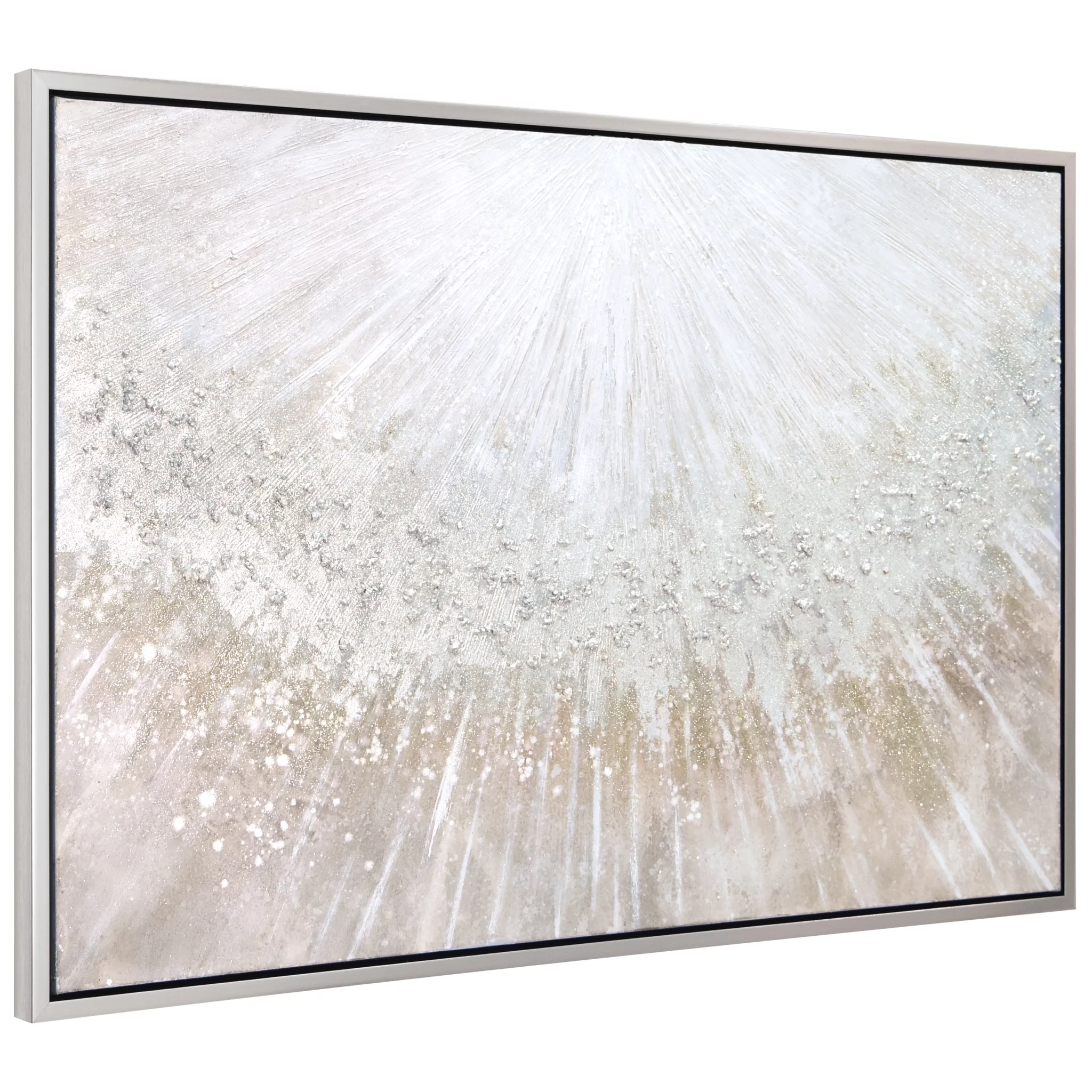 Empire Art Direct Silver Pellets Textured Metallic Hand Painted Framed Wall Art, 32“ x 48