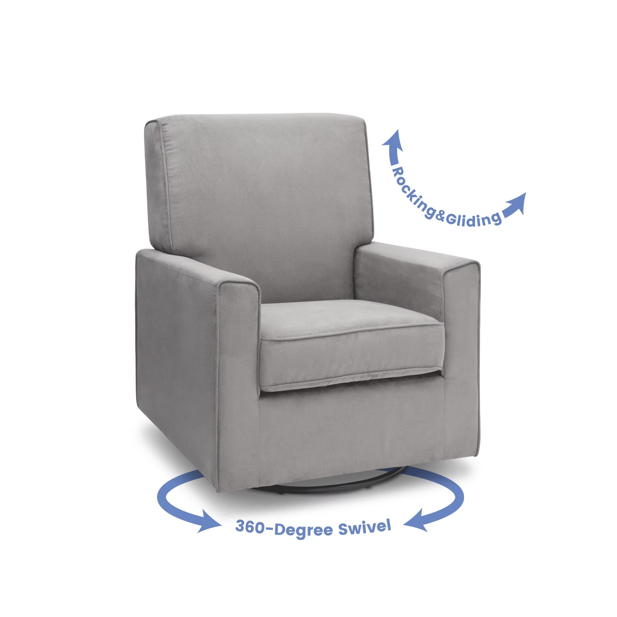 Delta Children Ava Nursery Glider Swivel Rocker Chair, Gray