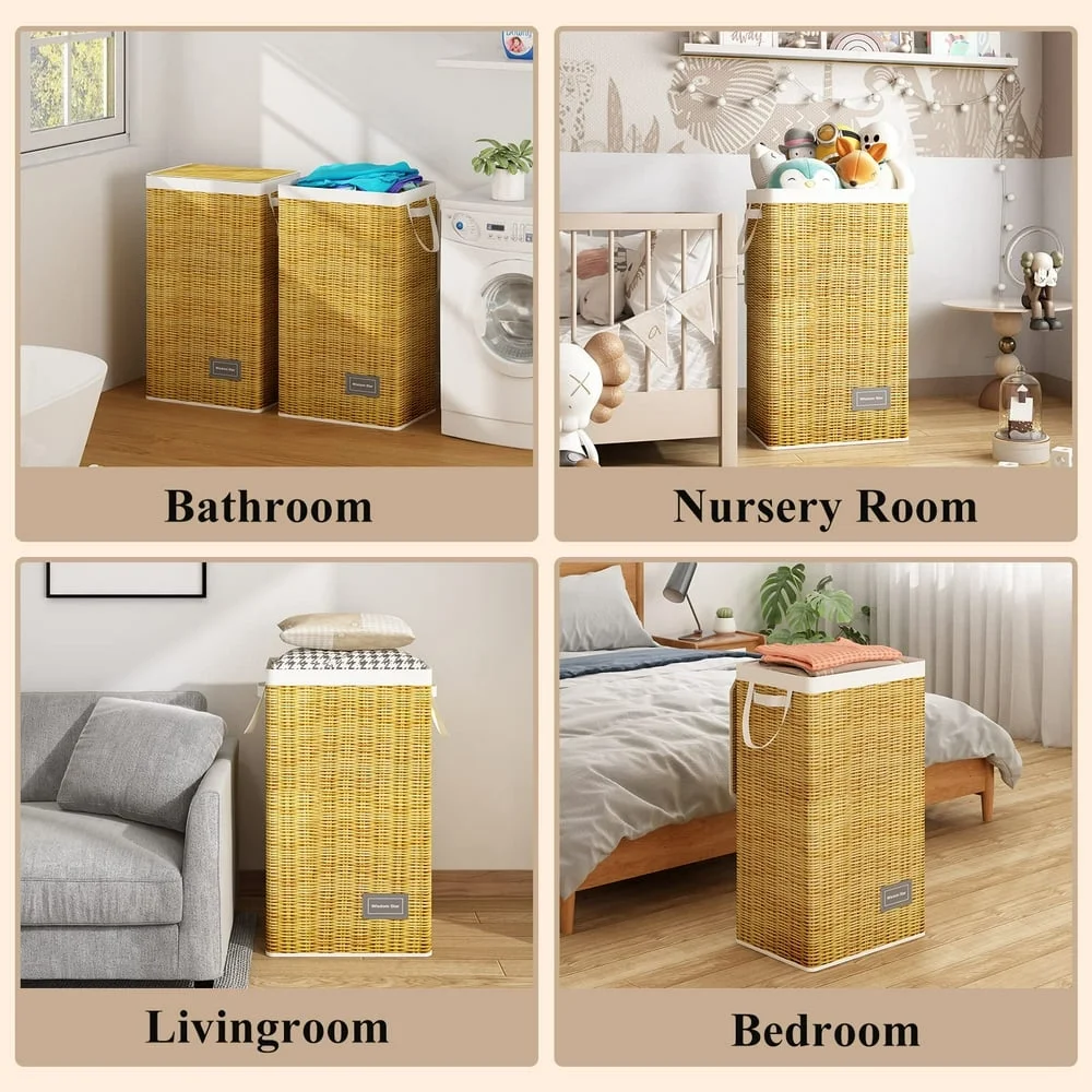 leecrd Star Full Fabric 2 Pack Laundry Hamper with Lid  100 Gal(100L)  Large Laundry Hamper with Handle Removable Bag  Collapsible Clothes Hamper Organize  For Change of Clothes Towels  W