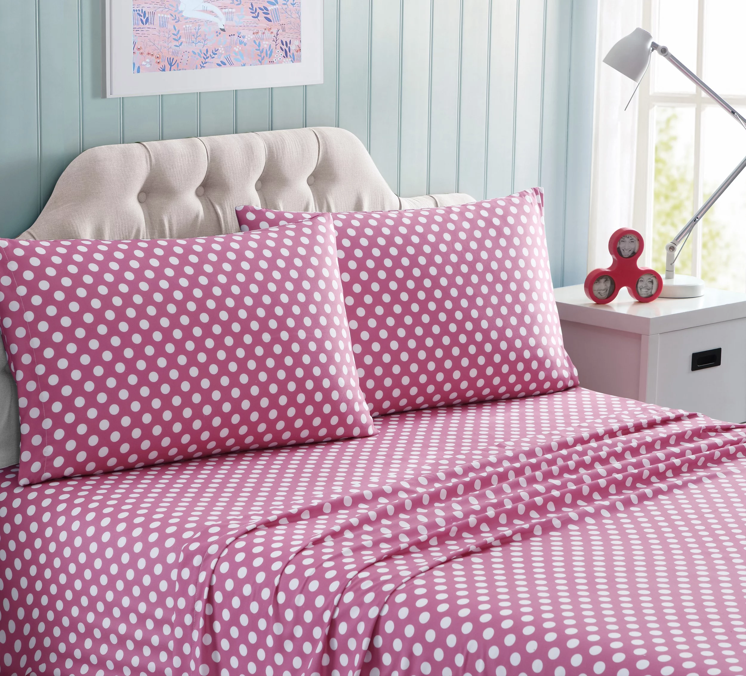 Kute Kids 4-Piece Ultra Soft Minnie Pink Polka Dot Microfiber Woven Sheet Set, Queen