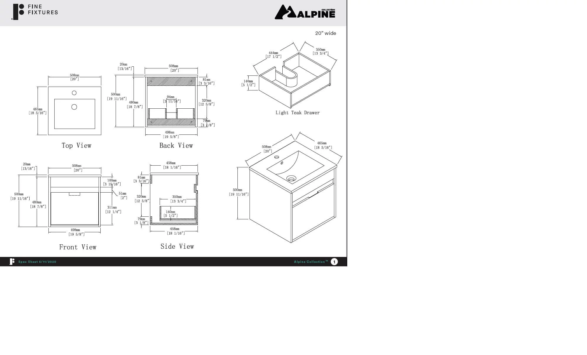Fine Fixtures - Wall Mount Bathroom Vanity And Sink, Knob Free Design - Alpine Collection -