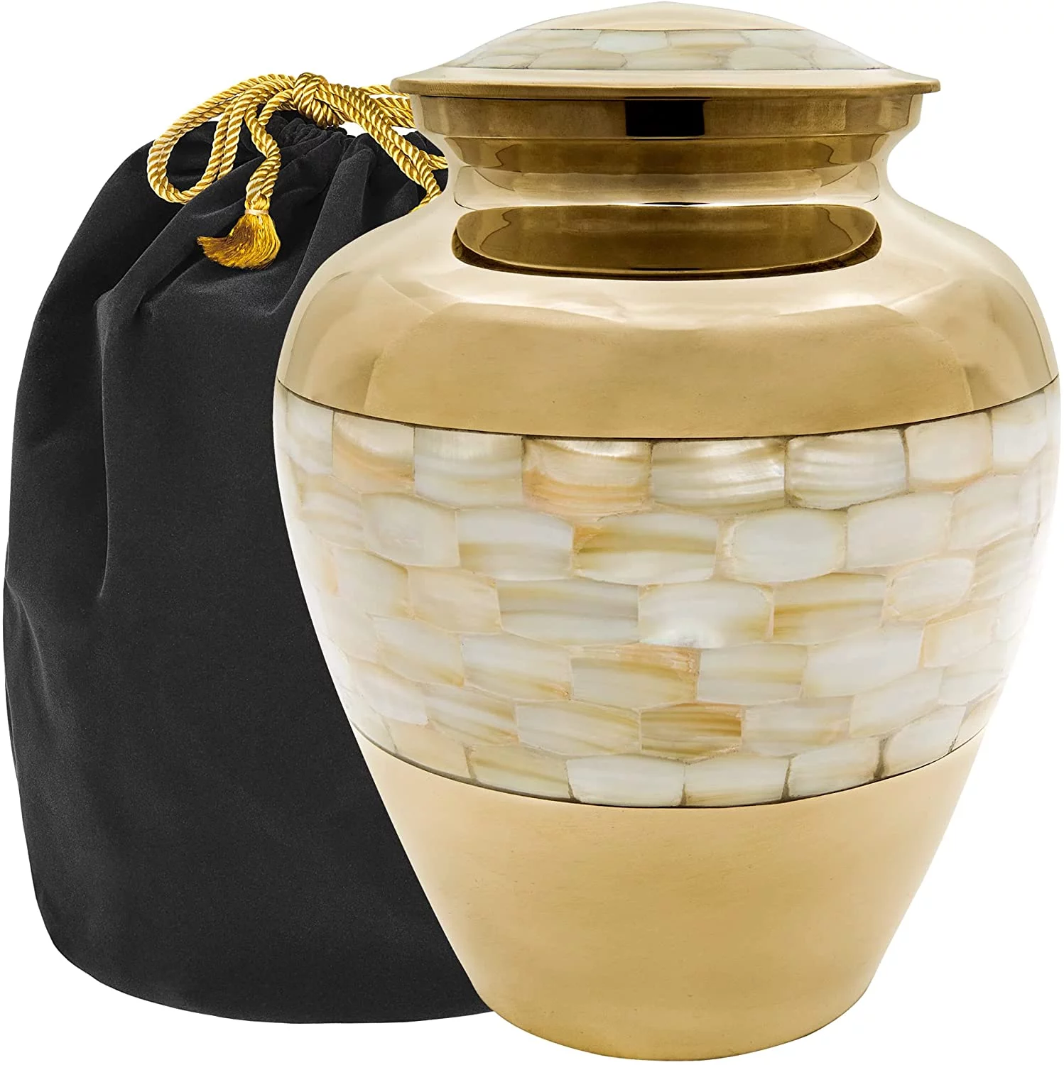 Trupoint Memorials Mother of Pearl Adult Cremation Urn for Human Ashes - with Velvet Bag