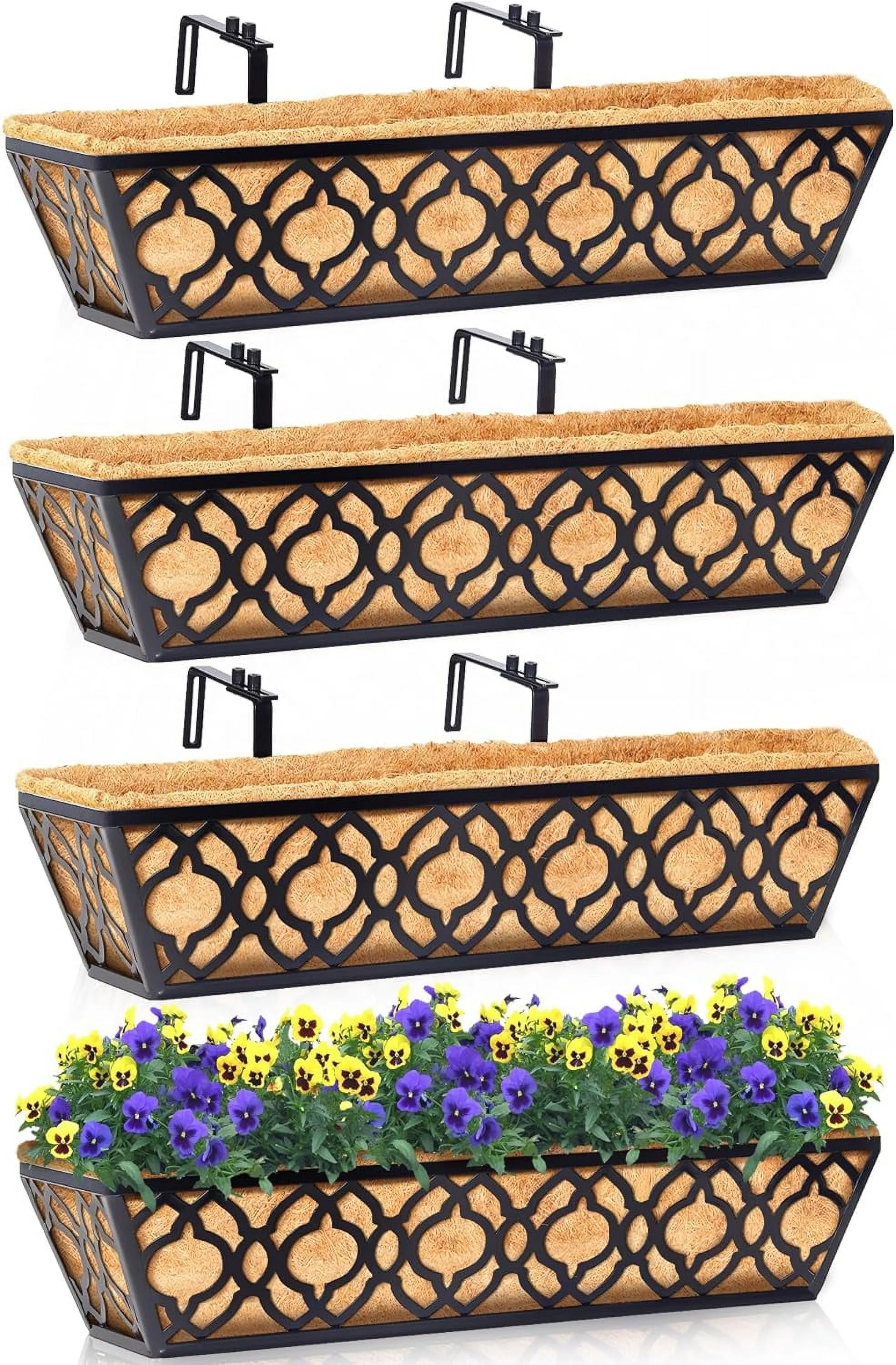 Y&M 4pcs 24 Inch Window Deck with Coconut Coir Liner, 24