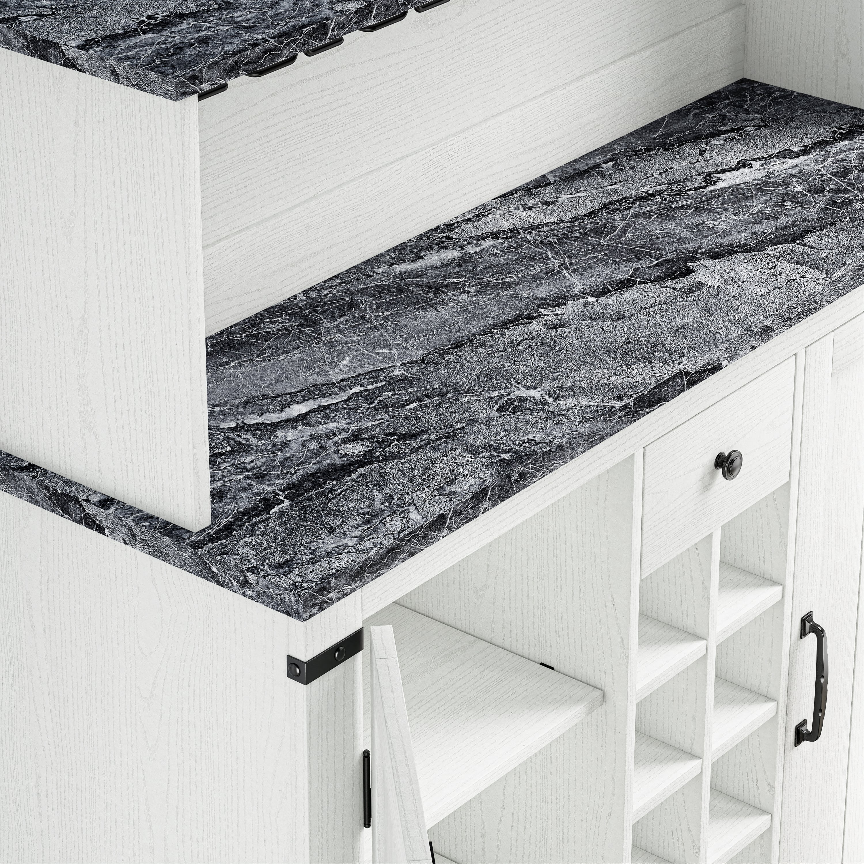 FESTIVO 47 in. Farm Style Wood Buffet Bar Cabinet White