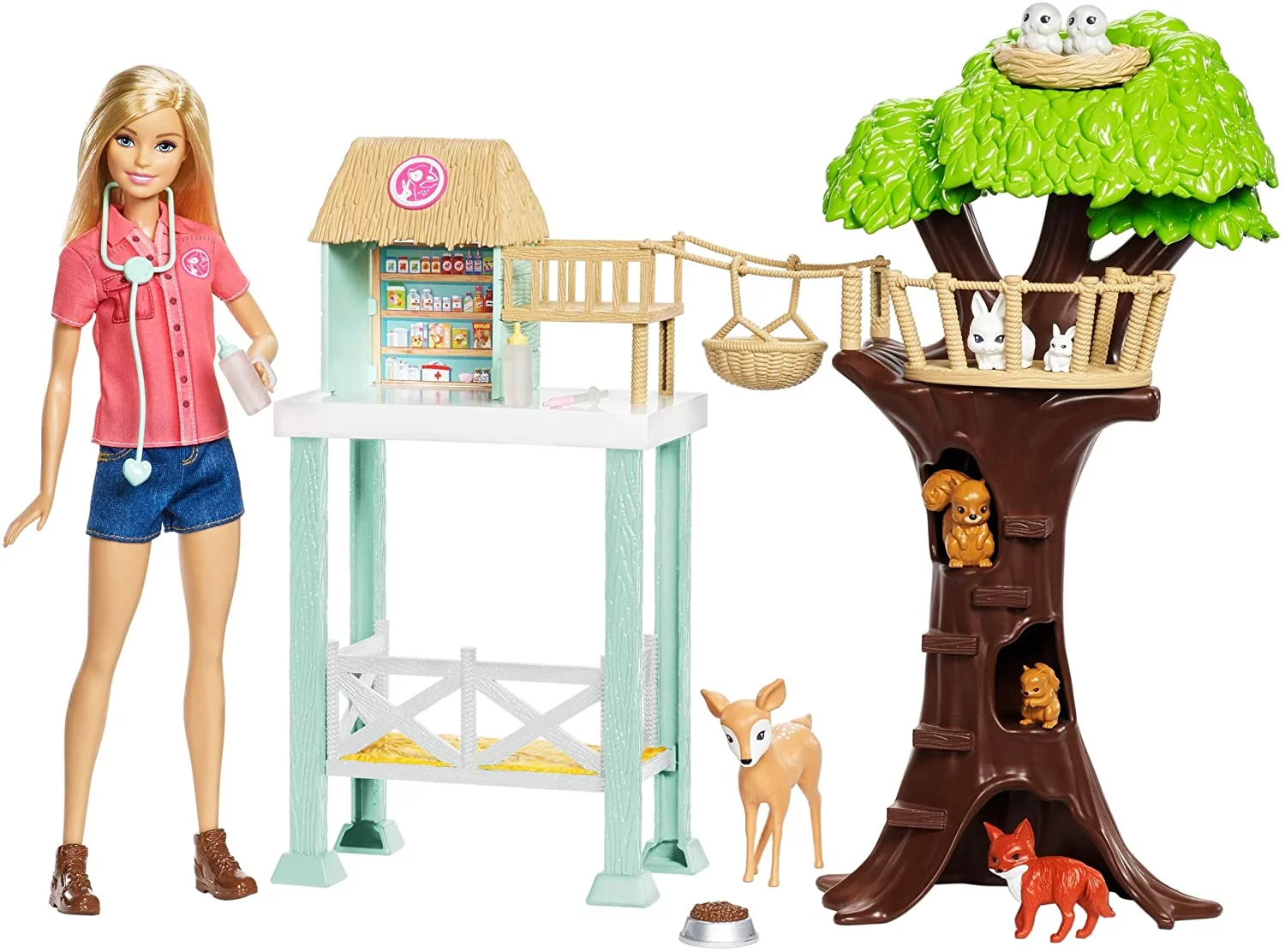 ​Barbie Doll and Animal Rescue Center with 8 Animals