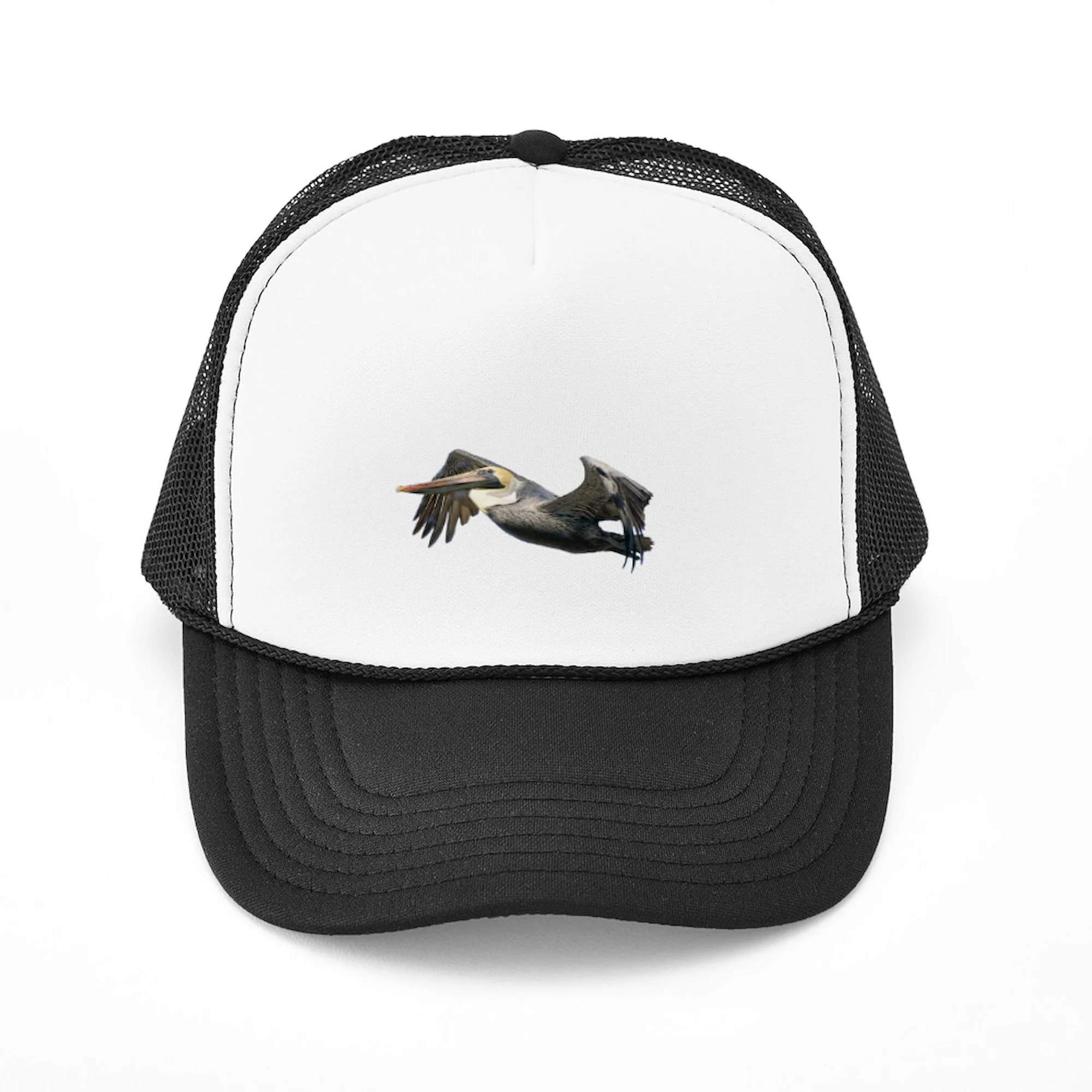 CafePress - Pelican Flying - Trucker Hat - Polyester Foam Front and Nylon Mesh Weave Back