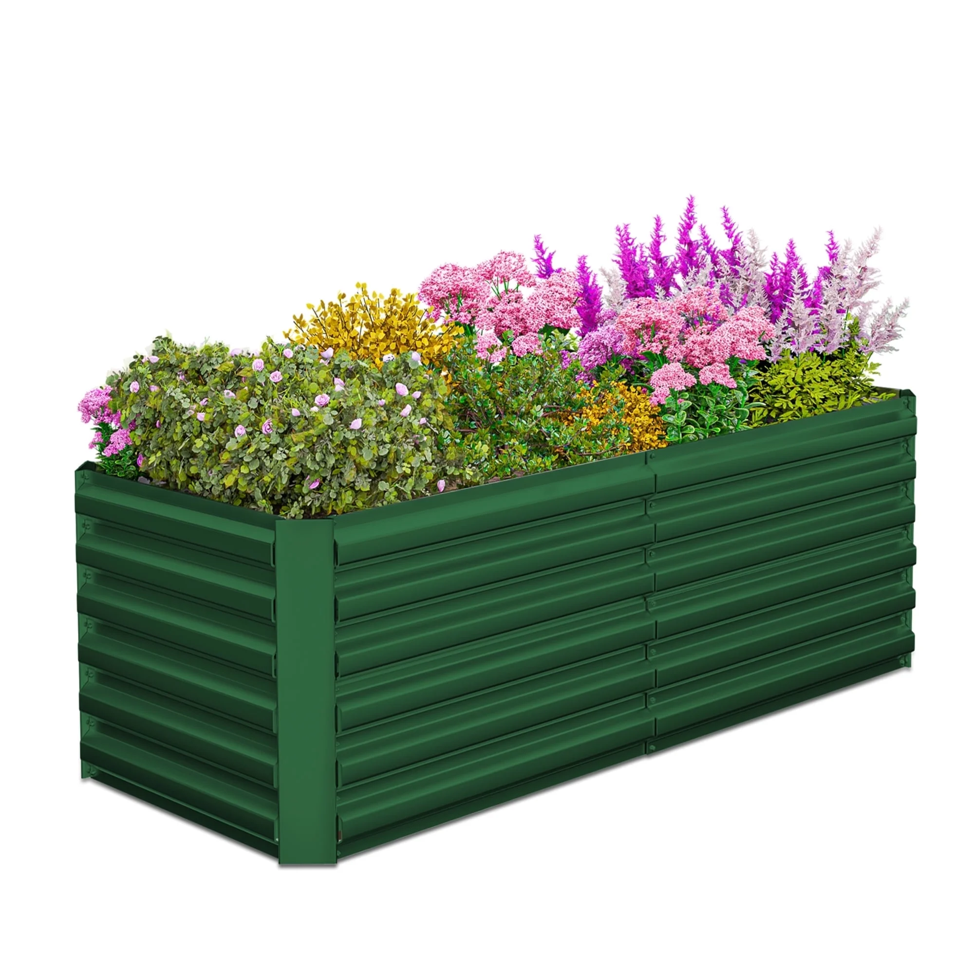 Outdoor Metal Raised Garden Bed,8x4x2ft Planter Box for Vegetables,Flowers,Herbs w/478 Gallon Capacity, Green
