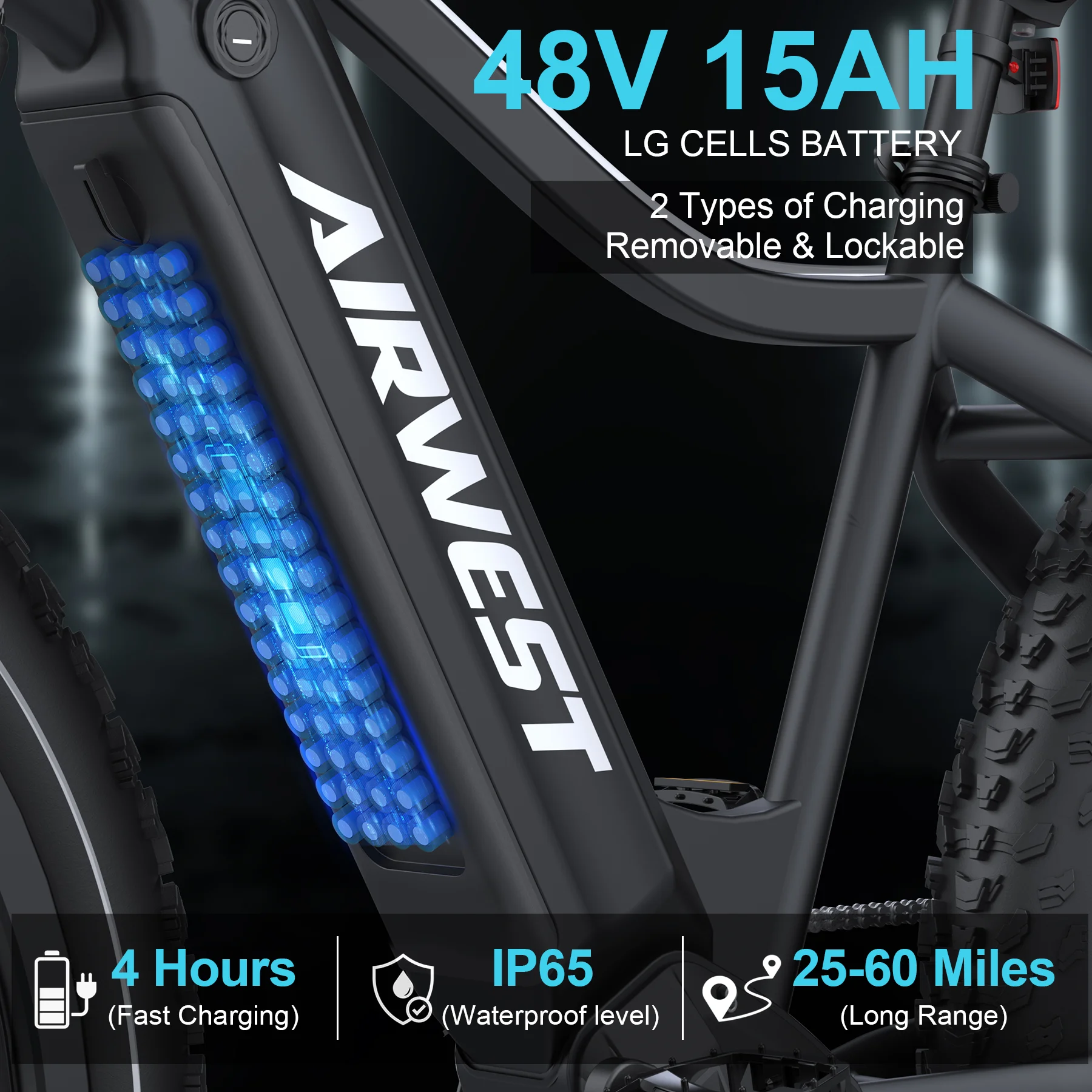 AIRWEST Electric Bike, Peak 1000W BAFANG Motor 28MPH Ebikes for Adult, 26