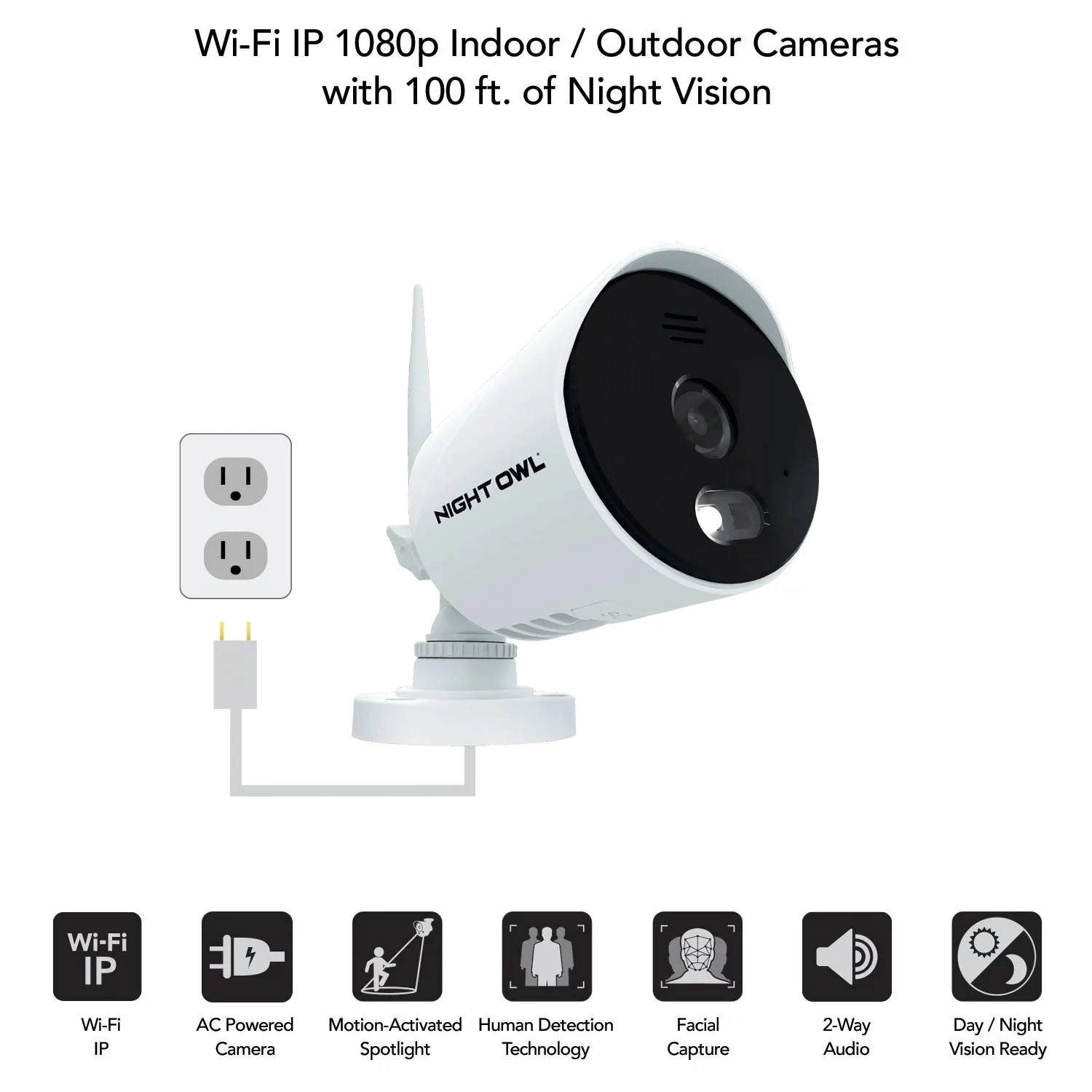 Night Owl CL-2WNP1-4L Expandable 10 Channel Wi-Fi NVR w/ (4) 1080p Wi-Fi IP Spotlight Cameras & 1TB Hard Drive