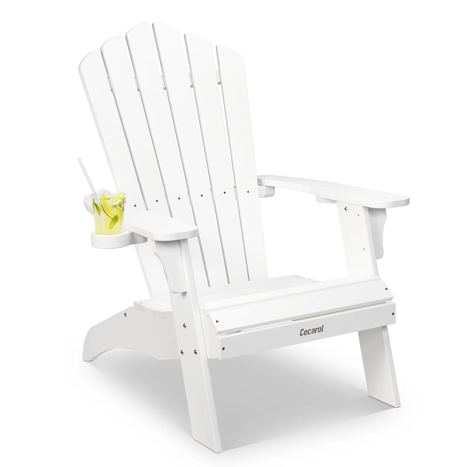 Cecarol Oversized Adirondack Chairs White with 2 Cup Holders, 385lb Weight Capacity