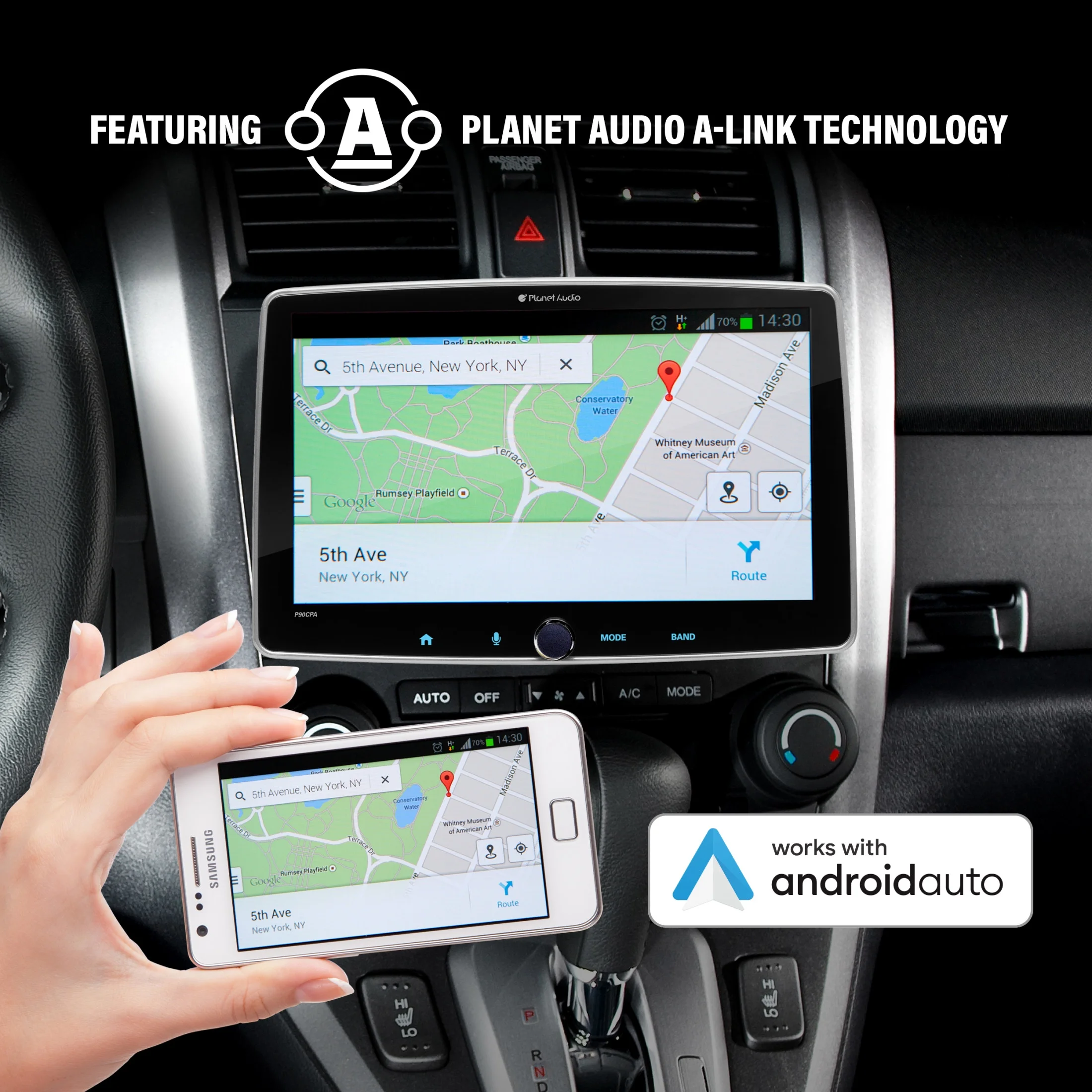 Planet Audio P90CPA Car Stereo - Apple CarPlay, Android Auto, Single Din, 9 Inch Capacitive Touchscreen, Bluetooth, No CD DVD Player, AM/FM Radio Receiver