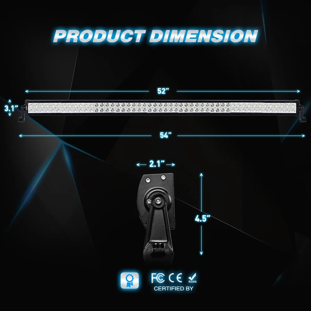 Nilight LED Light Bar 52 Inch LED Work Light Spot Flood Combo Super Brighter Fog Driving Off Road Lights for Jeep Ford Toyato GMC ATV SUV Trucks Boats