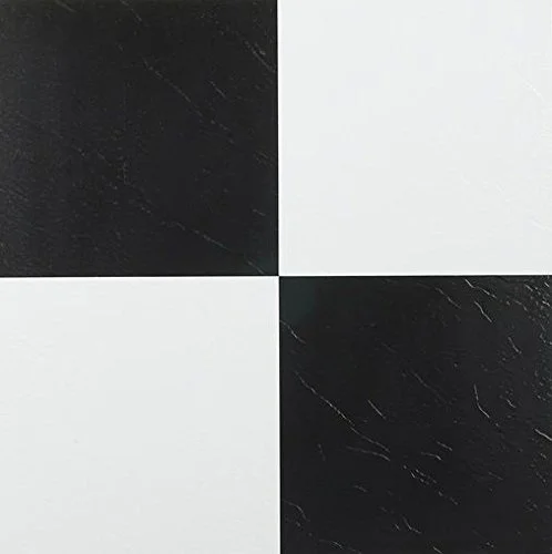 Park Avenue Collection Tivoli Black & White 12 Inch x 12 Inch Self Adhesive Vinyl Floor Tile #103 - 45 Tiles