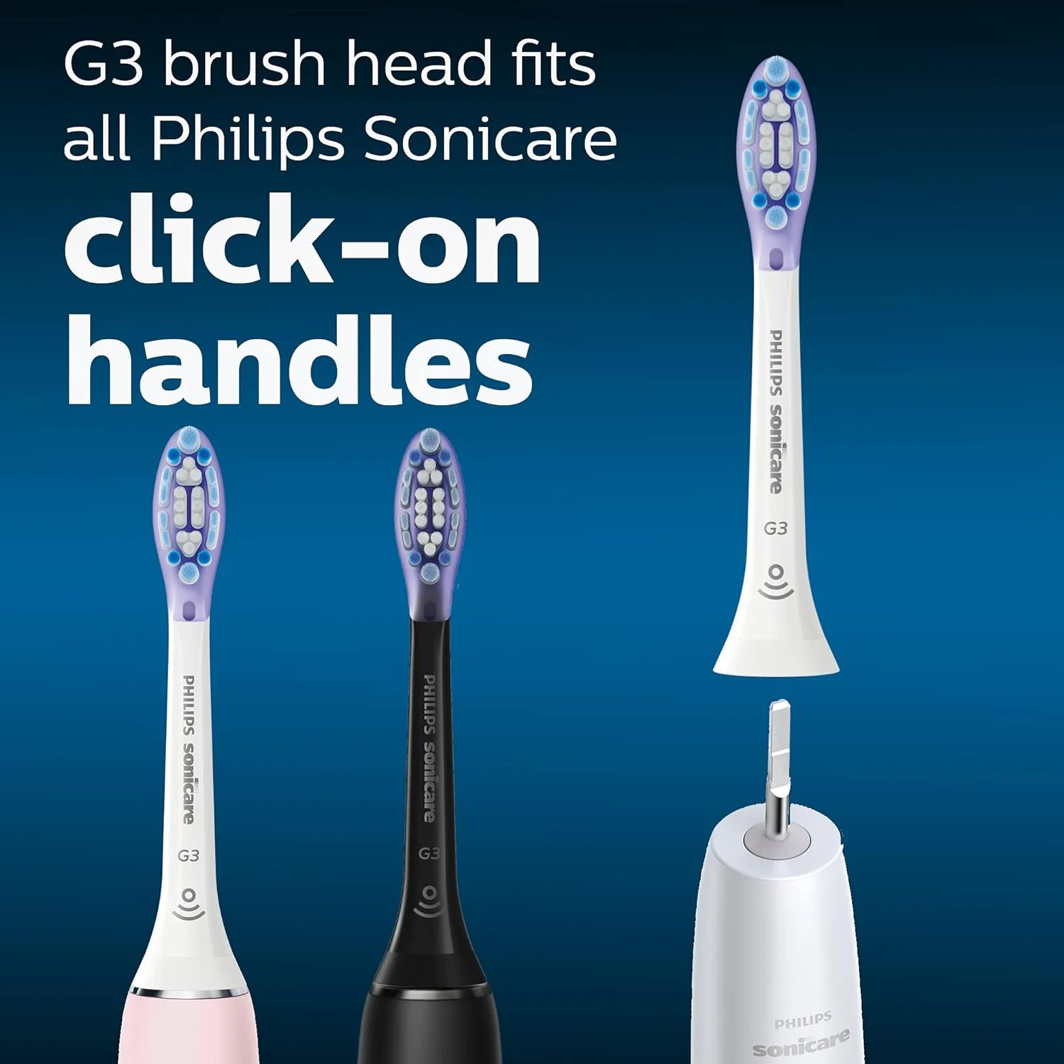 G3 Premium Gum Care Toothbrush Replacement Heads, Compatible with Philips Sonicare Click-on Handle Electric Toothbrush Brush Heads, HX9054, 8 Brush Heads, White