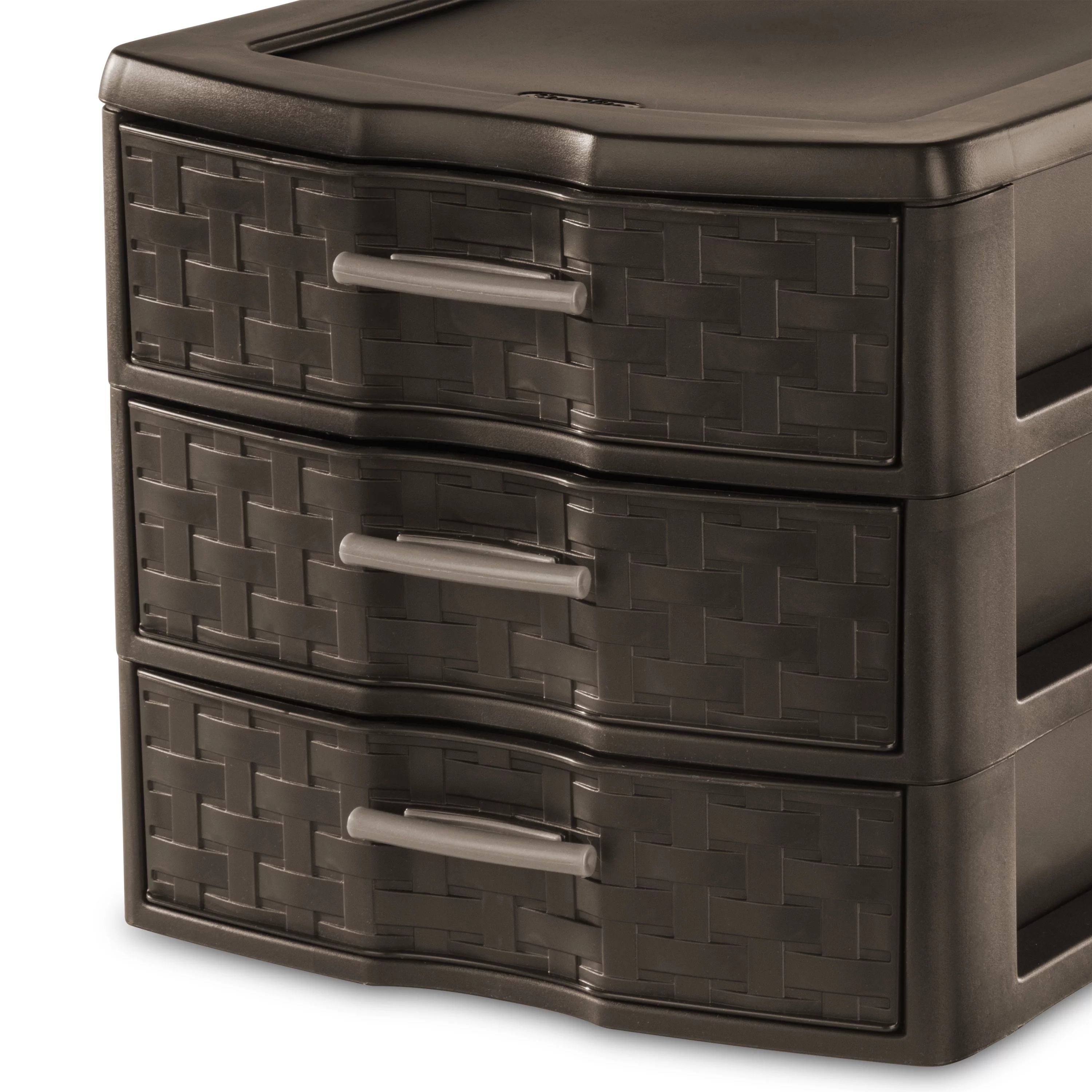 Sterilite Medium Weave 3 Drawer Unit Plastic, Espresso, Set of 4