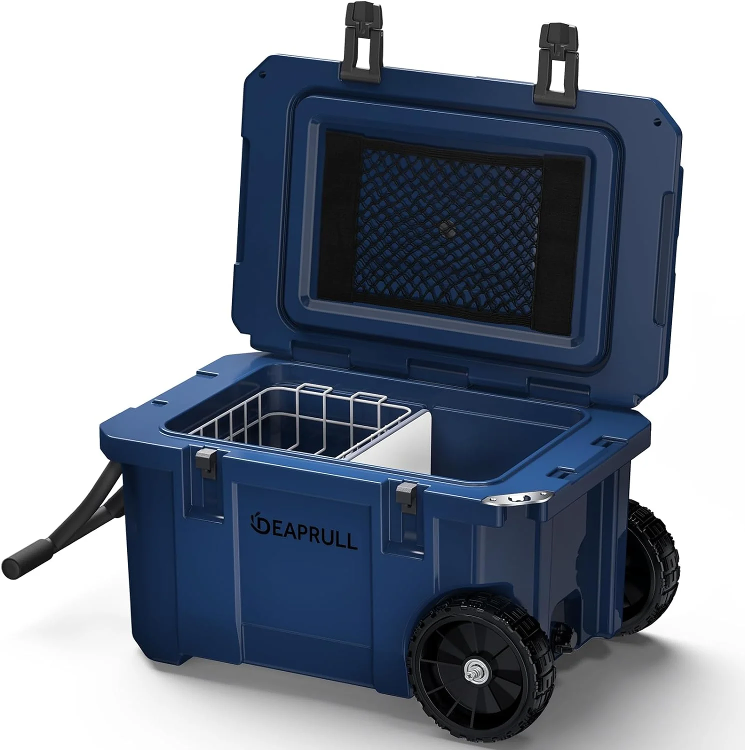 55 Quart Cooler with Wheels, Ice Chests Portable Camping Cooler Holds Ice up to 6 Days, Leak-Proof Outdoor Insulated Cooler with Handle, Cup Holders, Hard Cooler for Camping, Tailgating, Beach, Boat