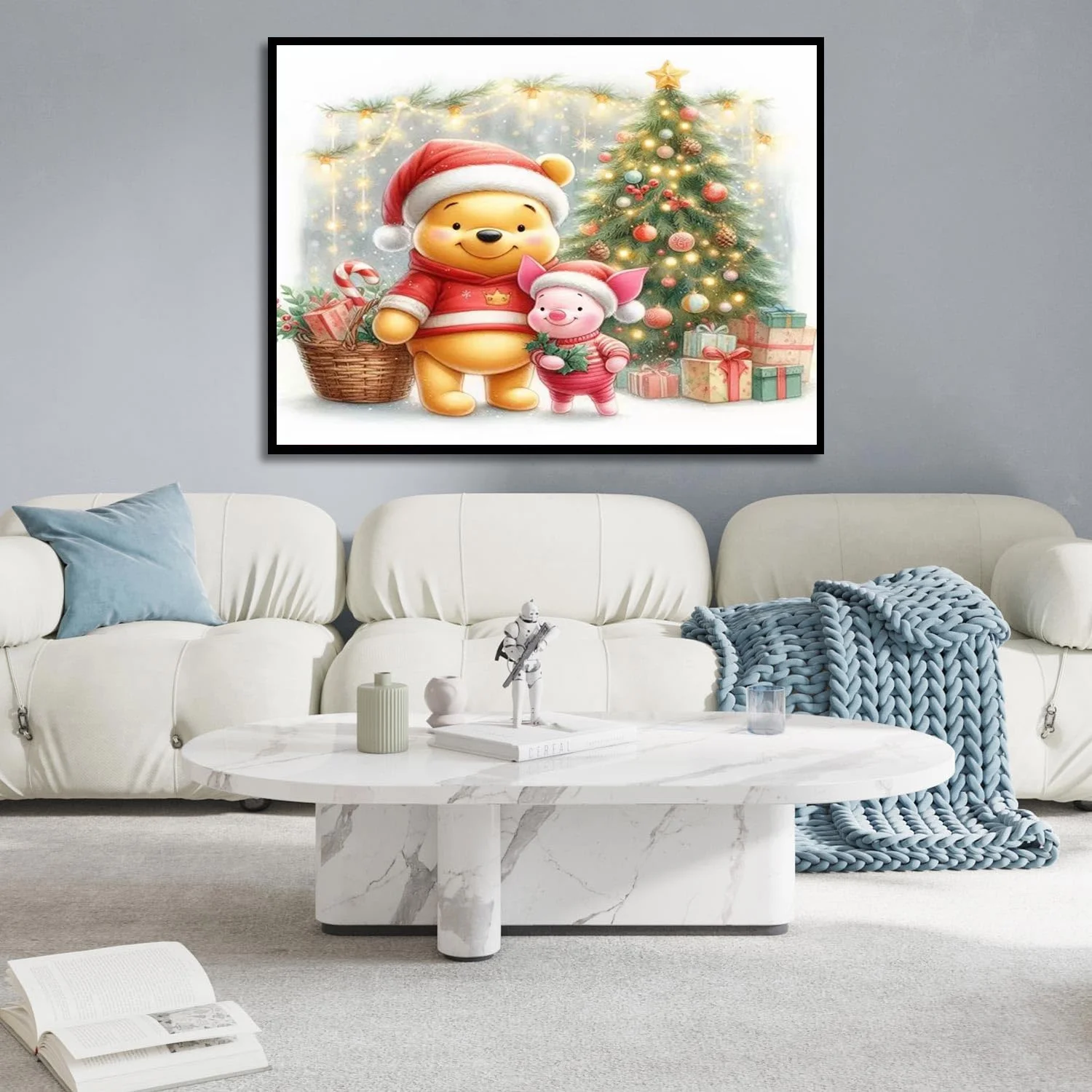 5D Winnie-the-Pooh Diamond Painting, Diamond Painting Moon Kits for Adults，DIY Full Drill Crystal Rhinestone Arts and Crafts, Gem Art Paints with Diamond Home Wall Decor 12x16inch