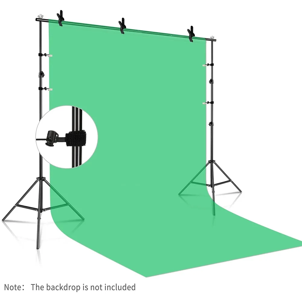 ShowMaven Background Stand, 6.5ft Height x 10ft Wide Adjustable Photo Backdrop Stand with Carry Bag, Clamps, Sangbags and Elastic String Clips
