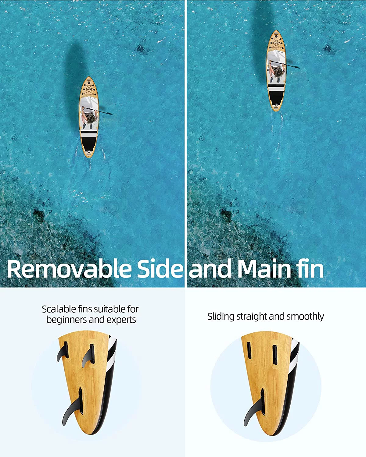 Inflatable Stand Up Paddle Board 10.6‘ with Premium SUP Accessories, Camera Mount, 3 Removable Fins, Wide Stance, Surf Control,Non-Slip Deck, Youth & Adult