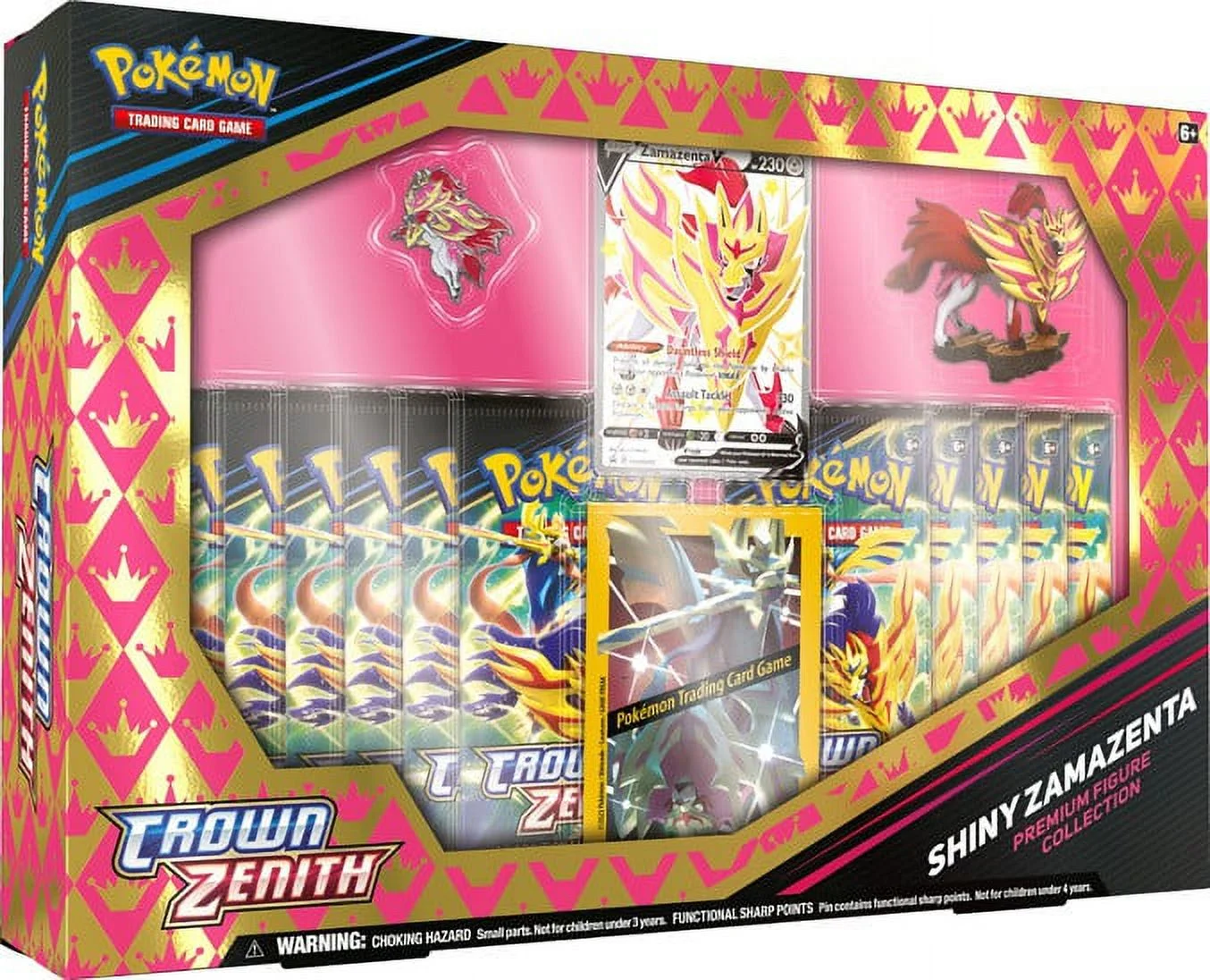 Pokemon Crown Zenith Shiny Zamazenta V Premium Figure Collection (11 Booster Packs, Foil Promo Card, Figure, Pin, 65 Card Sleeves & More)