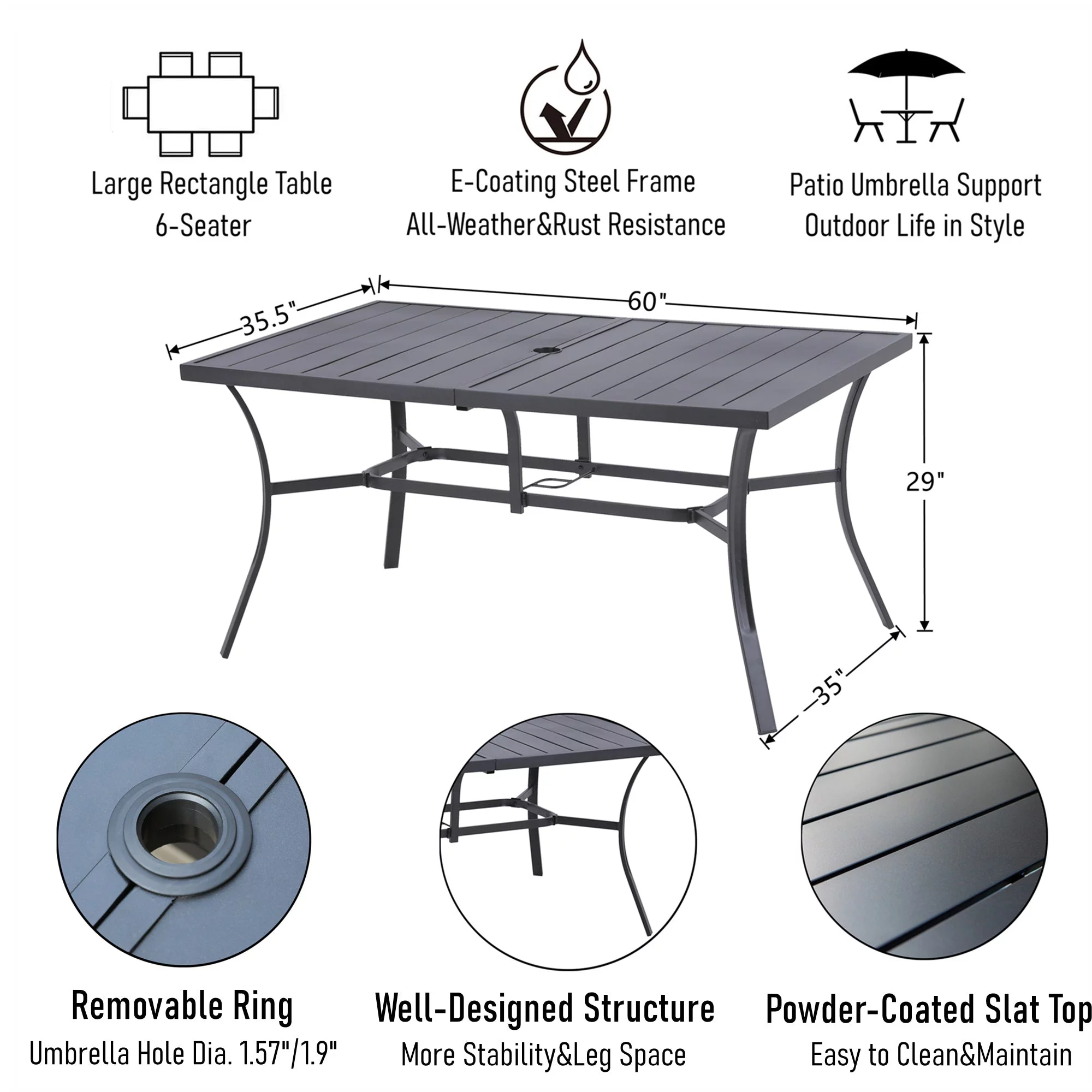 MF Studio Outdoor Rectangle Dining Table 60
