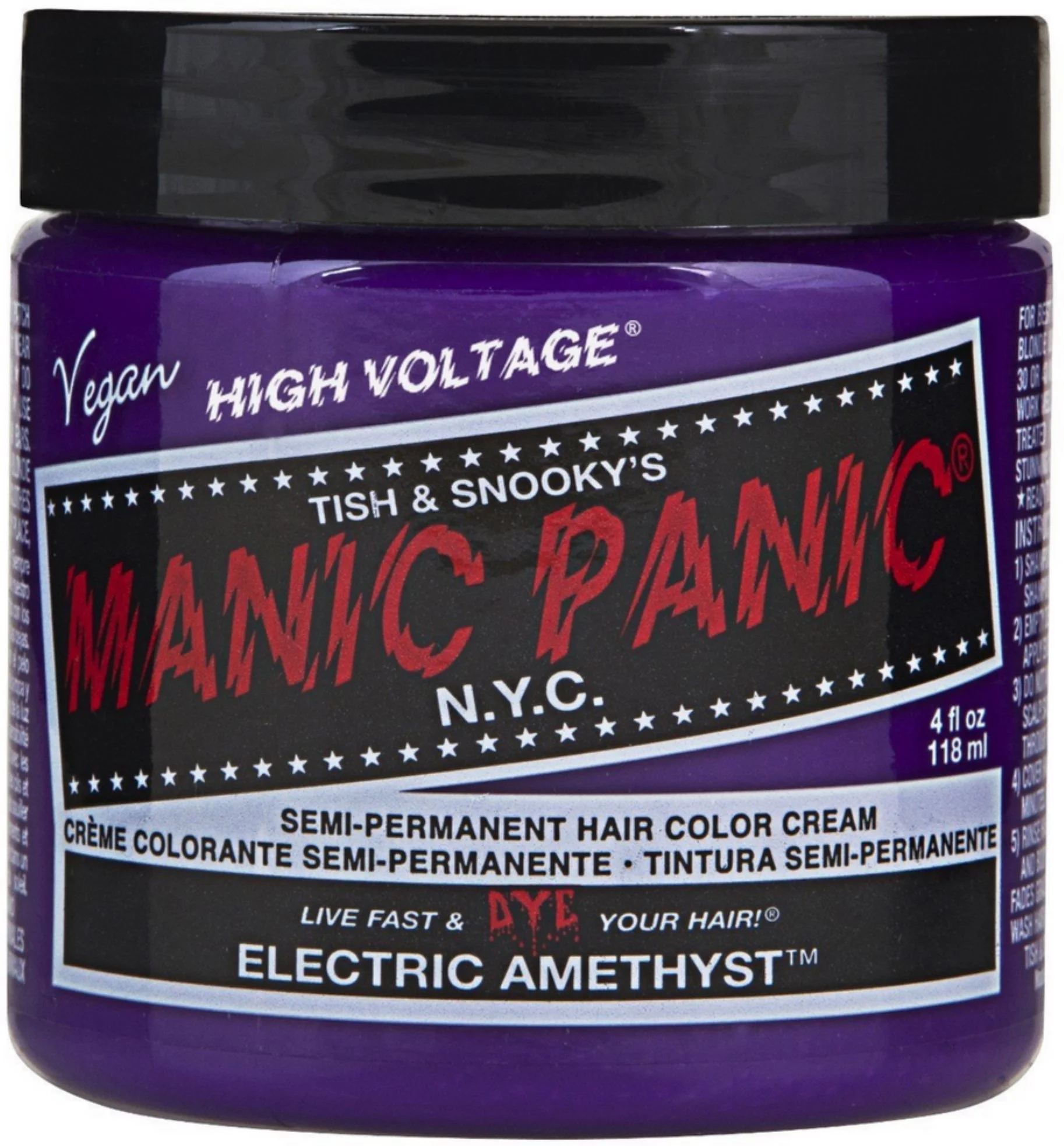 MANIC PANIC Electric Amethyst Purple Hair Dye - Classic High Voltage - Semi Permanent Bright Purple Hair Color With Violet And Blue Undertones - Vegan, PPD & Ammonia Free (4oz)
