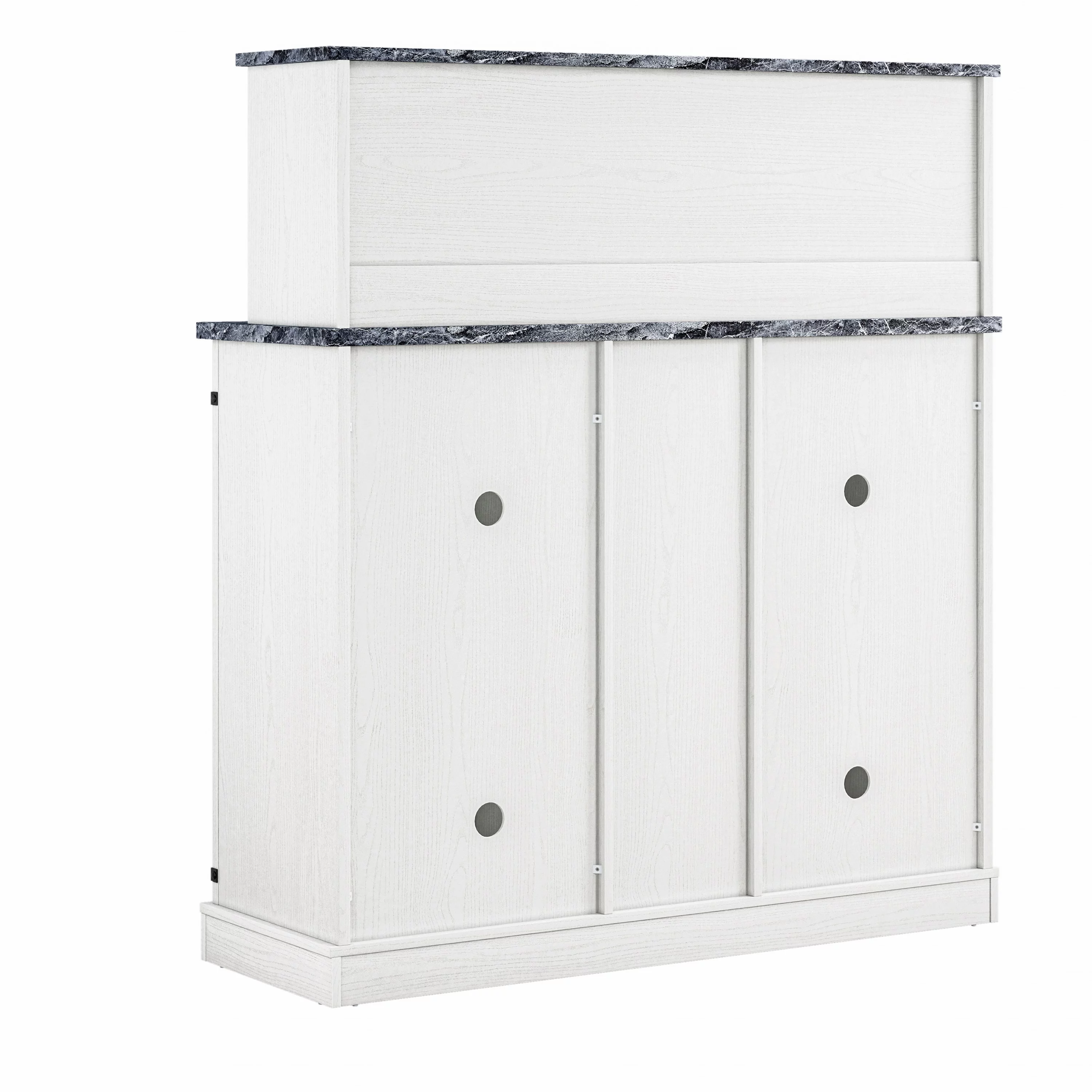 FESTIVO 47 in. Farm Style Wood Buffet Bar Cabinet White