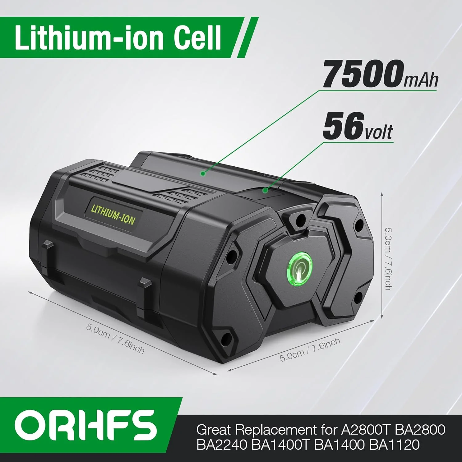 7.5Ah Battery Replacement for EGO 56V Battery, Compatible with EGO 56V Batttery BA2800 BA4200 BA1400 Lithium-Ion Battery Compatible with EGO 56V Power Tools Lawn Mower, Leaf Blower, Chainsaw