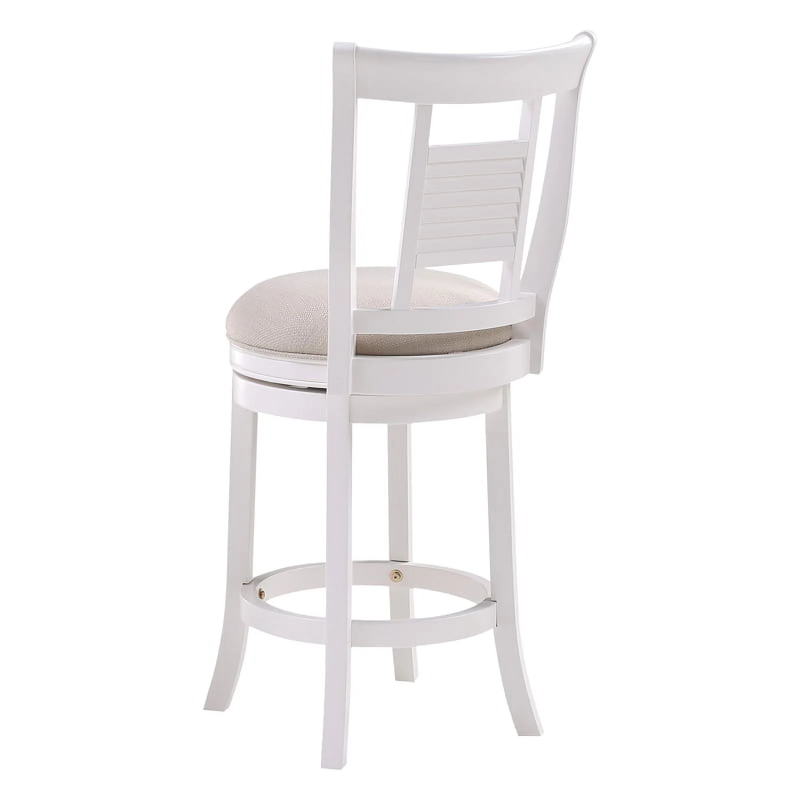 Home Square 3 Piece Upholstered Solid Wood Swivel Counter Stool Set in White