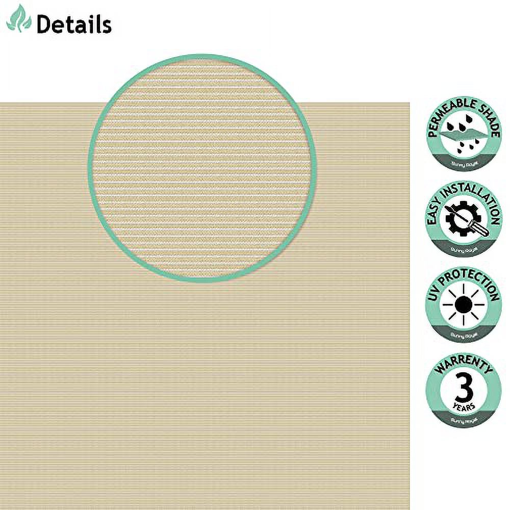 8'x50' Sun Shade Fabric Roll Cloth Pergola Patio Cover Provide Shade Knitting Mesh Screen Heavy Duty Provide Privacy Permeable UV Resistant (Beige)