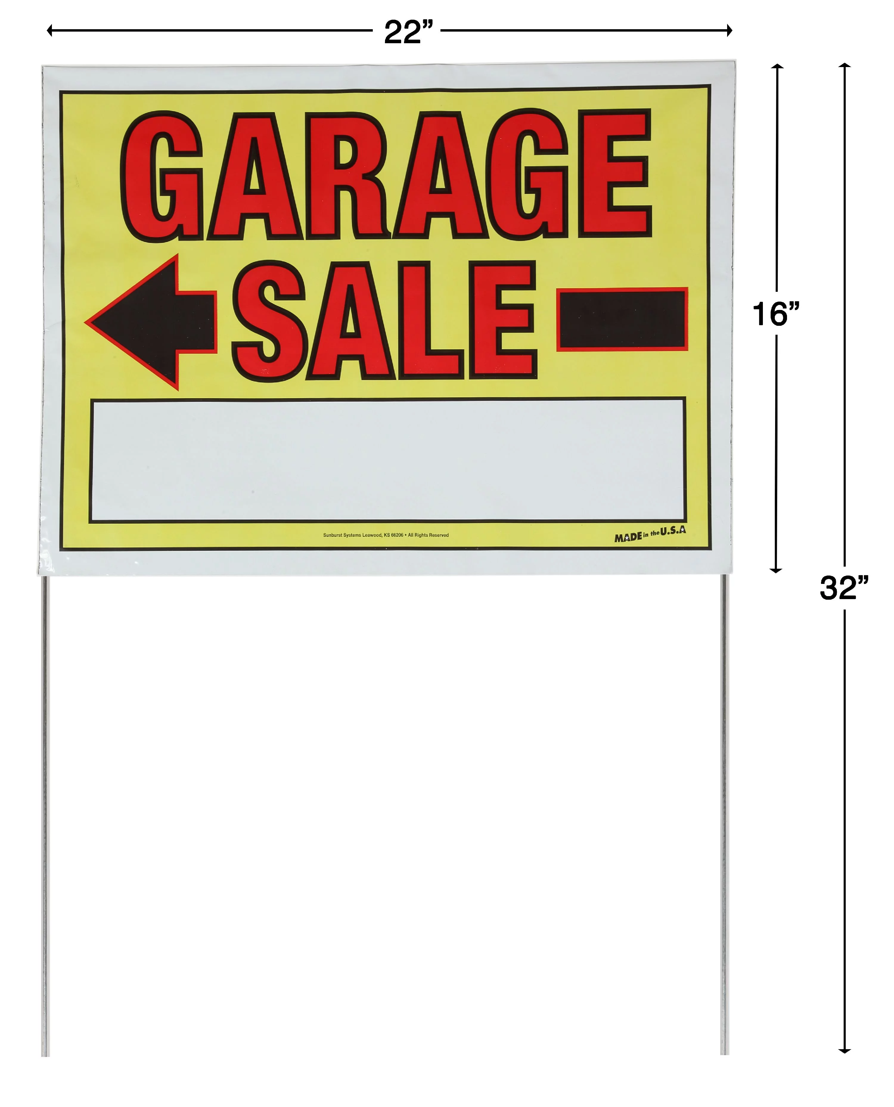 Sunburst Systems 3030 Garage Sale Sign Kit Includes: 3) Large Garage Sale Signs, 3) 11 x 14 Garage Sale Signs 1,200) Yellow, Pink & Green Price Stickers, and 20) Large Pricing Cards