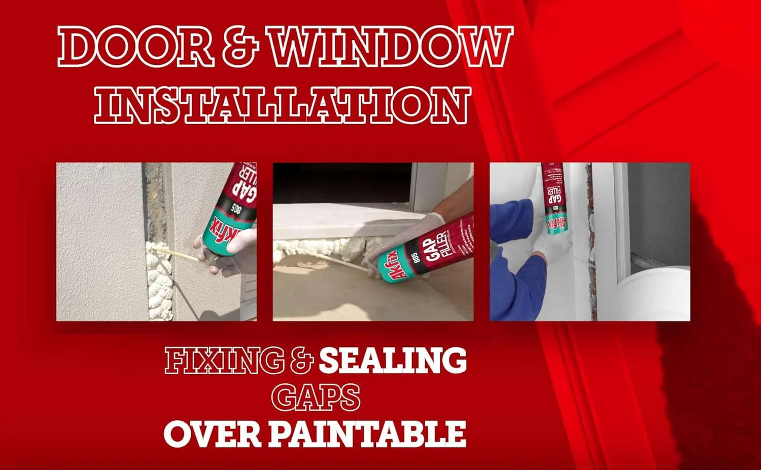 Akfix 805 Gaps & Cracks Insulating Foam, Window and Door, 25.3 oz, Straw Use, 2 Pack