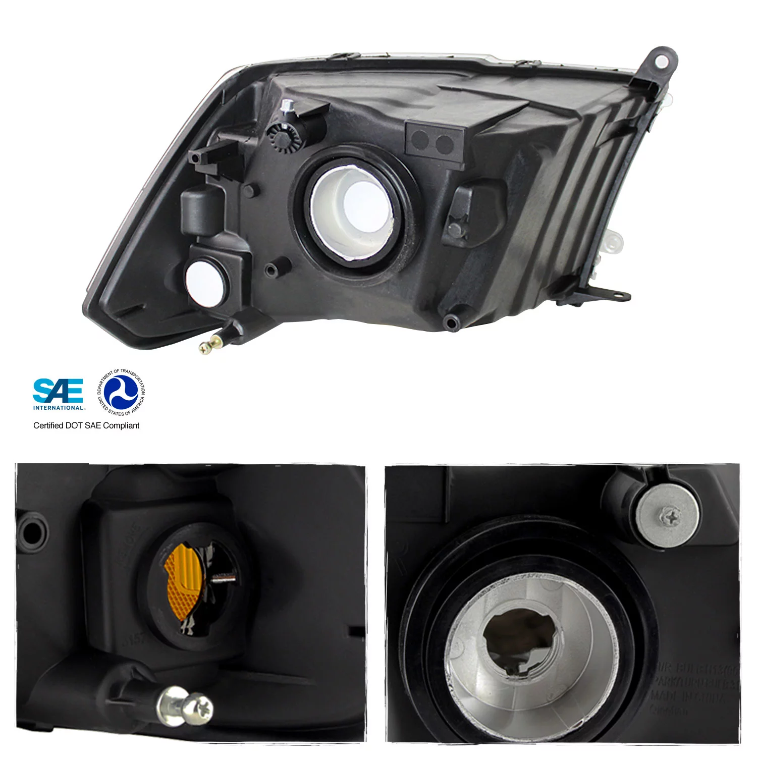 AKKON - Fits 2009-2018 Ram 1500 2010-2018 Ram 2500 / 3500 Black Smoked Headlights + [C-Light Bar] LED Blk Tail Brake Lights Pair