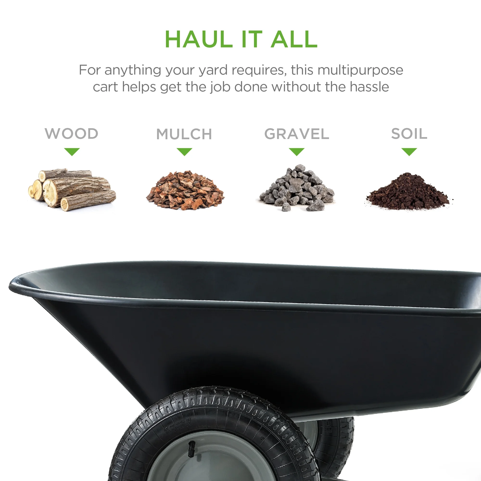 Best Choice Products Dual-Wheel Home Wheelbarrow Yard Garden Cart for Lawn, Construction - Black