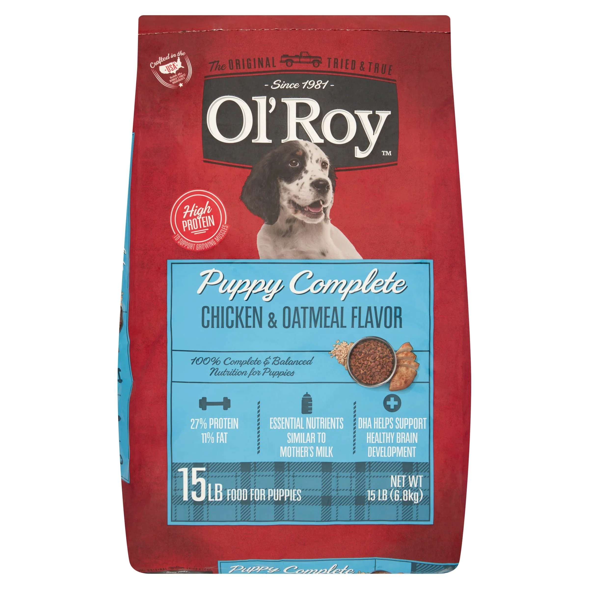 Ol' Roy Puppy Complete Chicken & Oatmeal Flavor Dry Dog Food for Puppies, 15 lbs