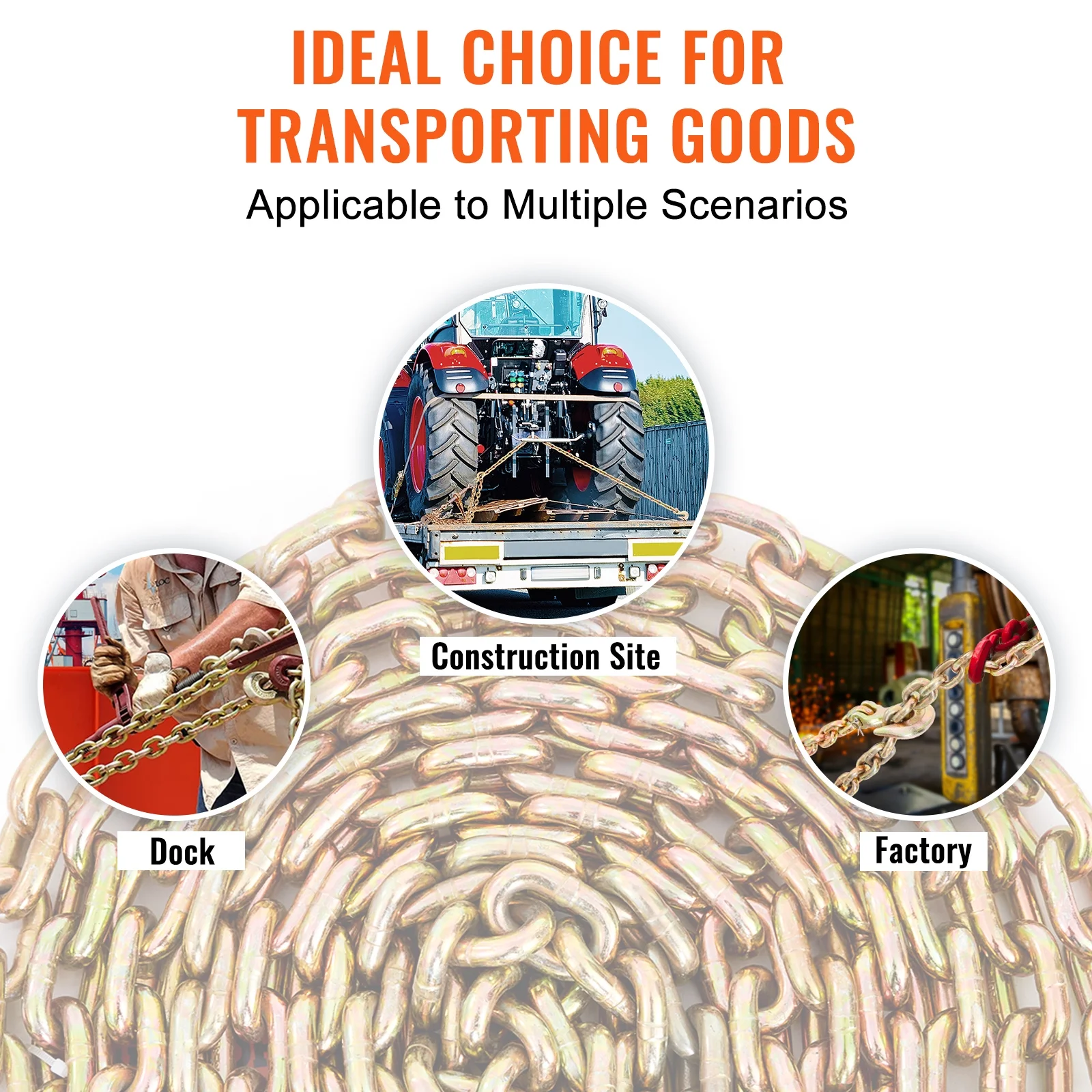 SKYSHALO Bundle Chain G80 Tow Chain with Hook 7100 lb. Load 3/8 in. x 20 in. 2-Pack