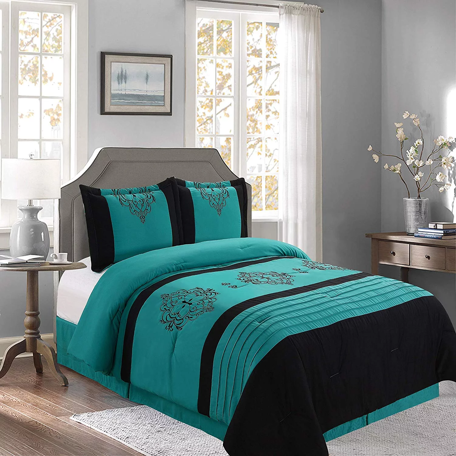 Empire Home Teal Heba 4PC. Comforter Set - New Arrival Sale