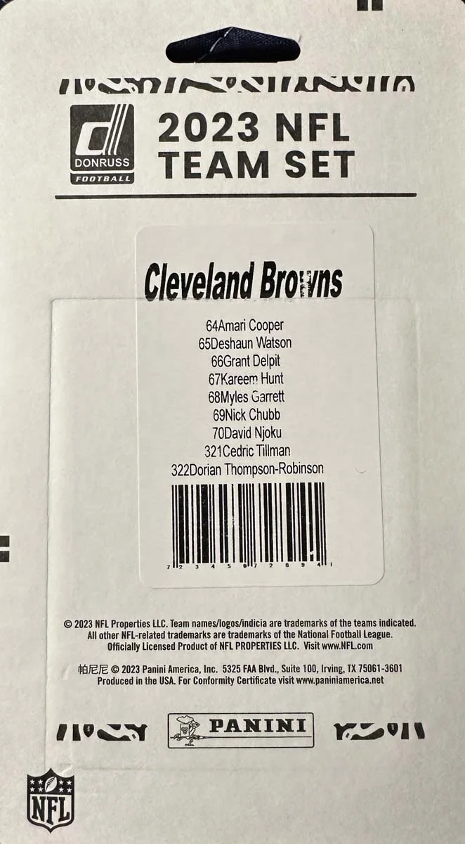 2023 Donruss Cleveland Browns NFL Team Collection Hanger Set