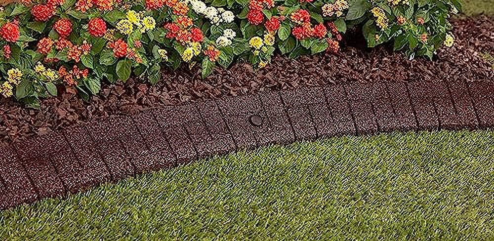 Premium Rubber Angled Terracotta Landscape Edging - 4 ft. Long, 3.5 in. High 4 in. Deep - 4 Pack (Brown)