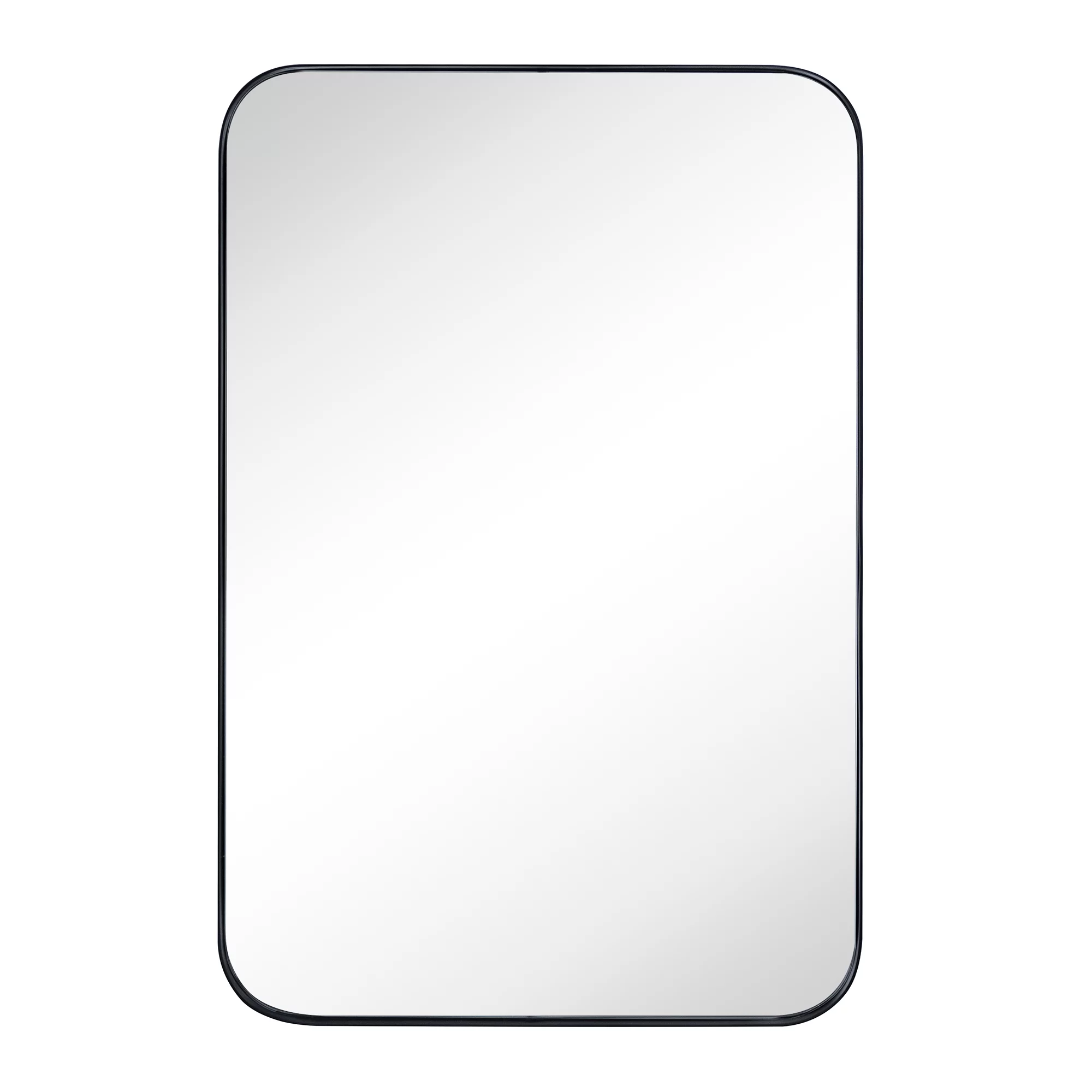 EGHOME Black Rectangle Recessed Bathroom Medicine Cabinet with Mirror Stainless Steel Metal Framed Rounded Rectangular Bathroom Cabinet with Mirror 16x24''