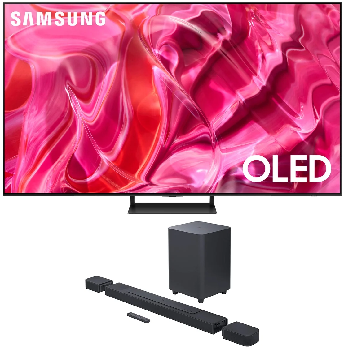 Samsung QN65S90CAFXZA 65 Inch 4K OLED Smart TV with AI Upscaling and a JBL BAR-1000 7.1.4ch Soundbar and Subwoofer with Surround Speakers (2023)