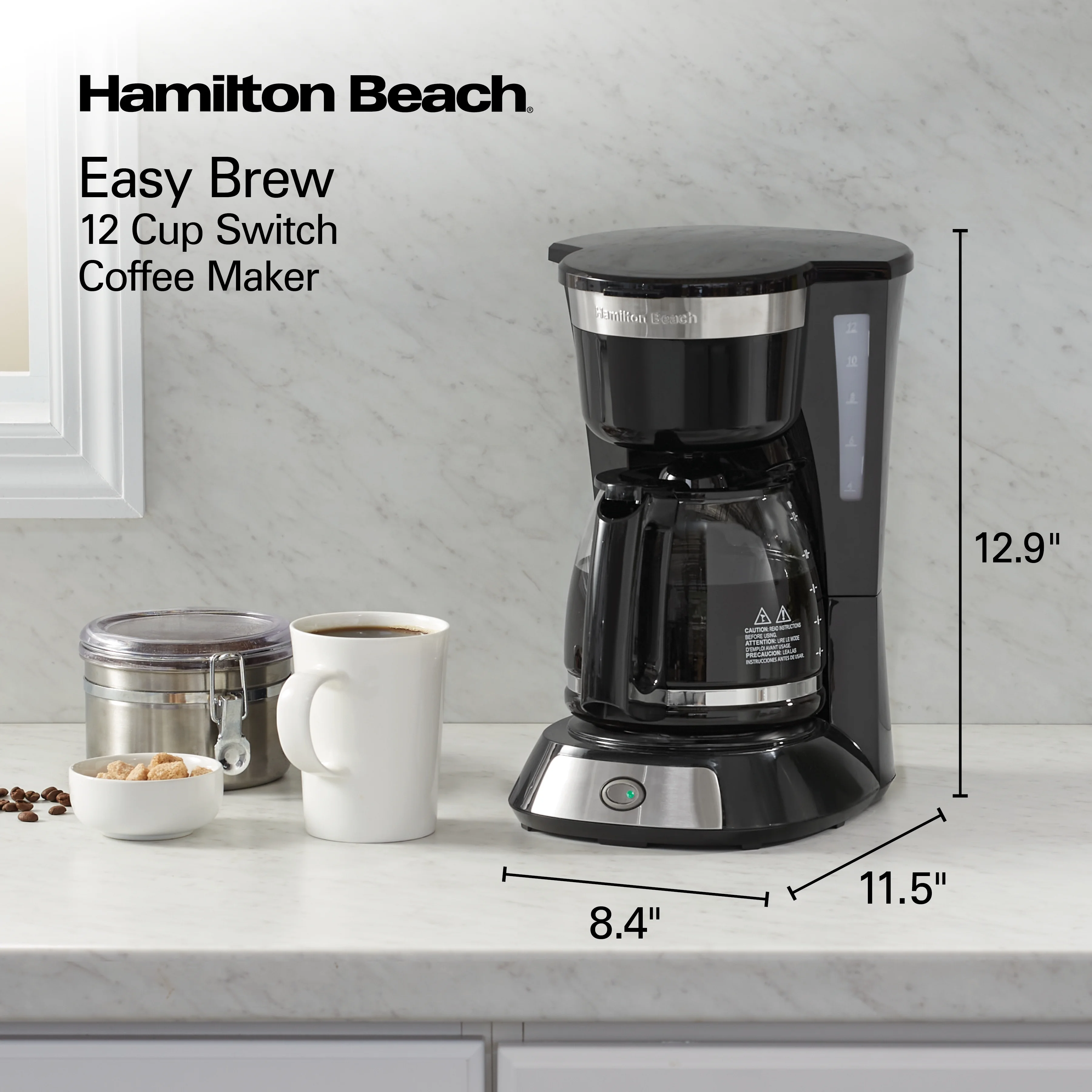 Hamilton Beach Easy Brew 12 Cup Switch Coffee Maker, Stainless Steel Accents