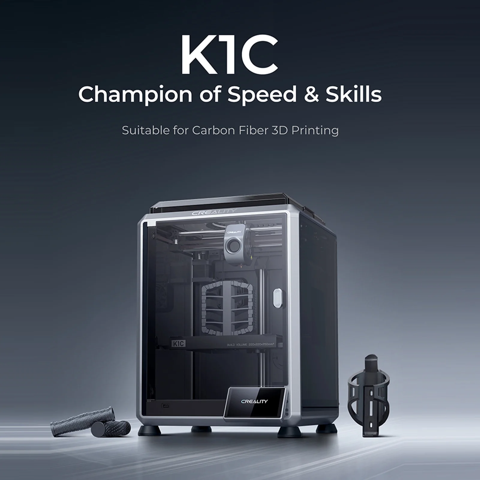 Dcenta Creality K1C All-Metal Hot End 3D Printer, Al Camera, Auto Leveling, CoreXY Stable Cube Frame, 1.75mm Carbon F Filament