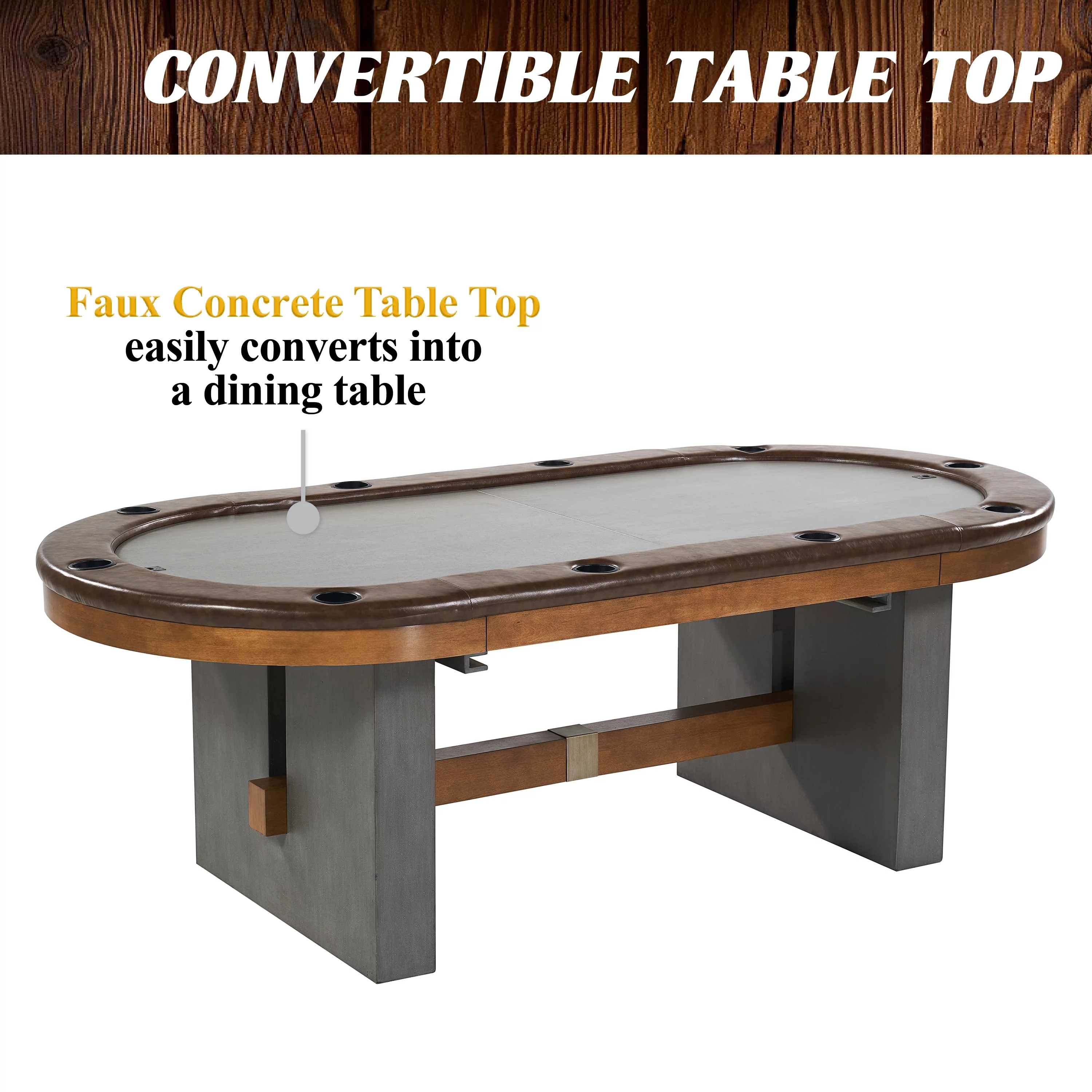 Barrington Urban 10 Player Poker Table with Dining Table Top, Not Foldable