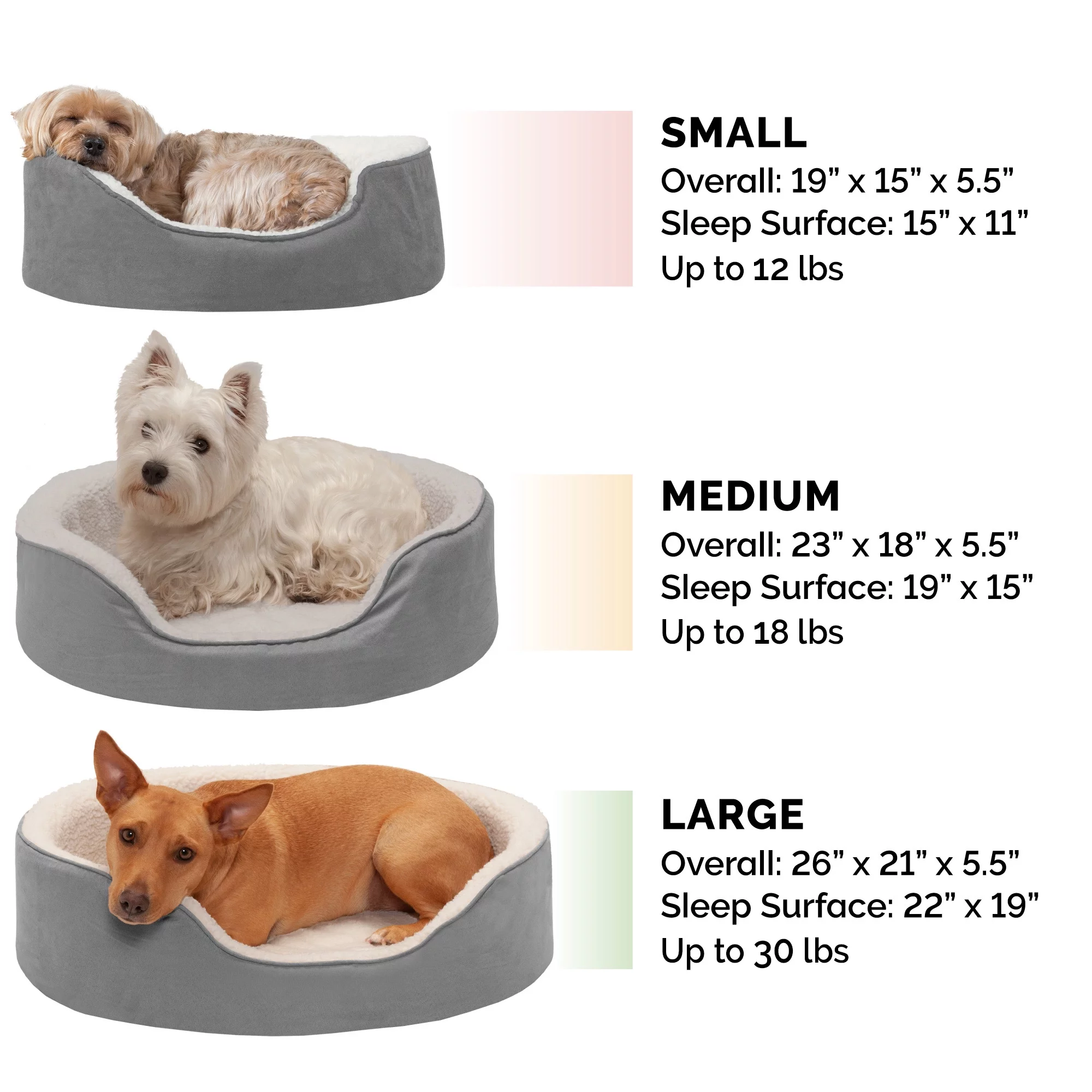 FurHaven Pet Products Faux Sheepskin & Suede Oval Pet Bed for Dogs & Cats - Gray, Small