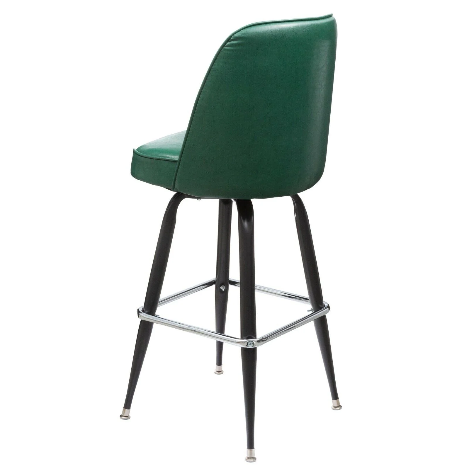 (2 PACK) Metal Restaurant Barstool with Green Vinyl Swivel Bucket Seat