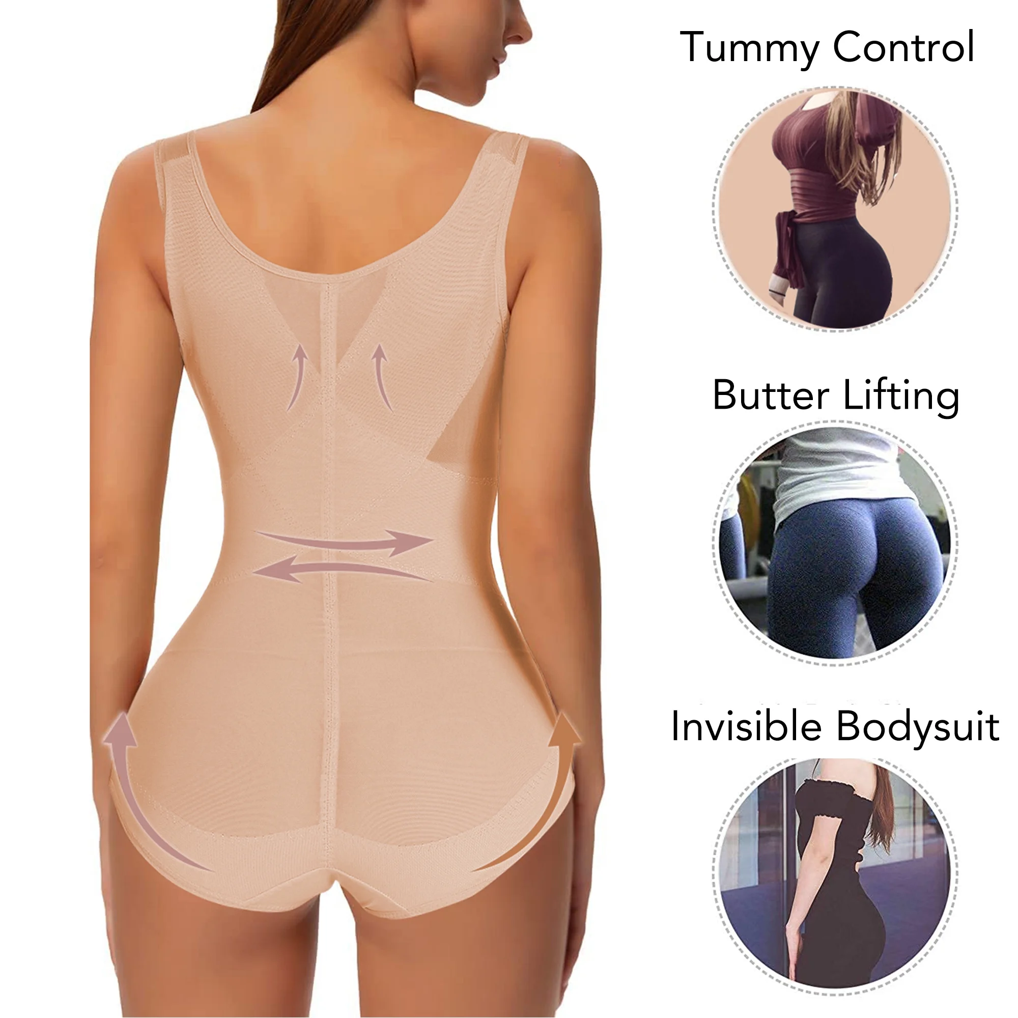 COMFREE Women's Waist Trainer Shapewear Full Body Shaper Tummy Control Faja Compression Corset Bodusuit Girdles Slim