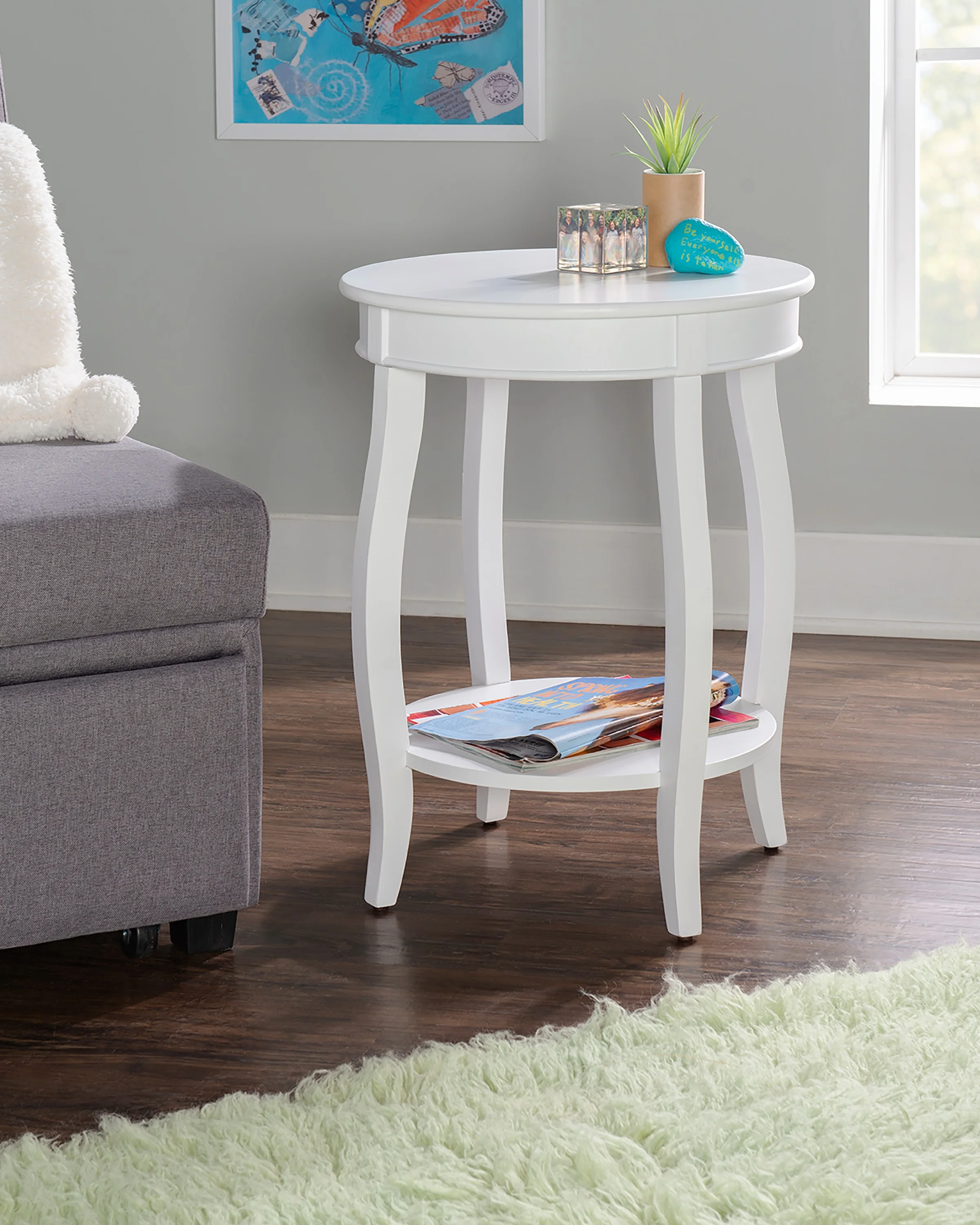 Powell Fiore Wood Side Table with Shelf, 24