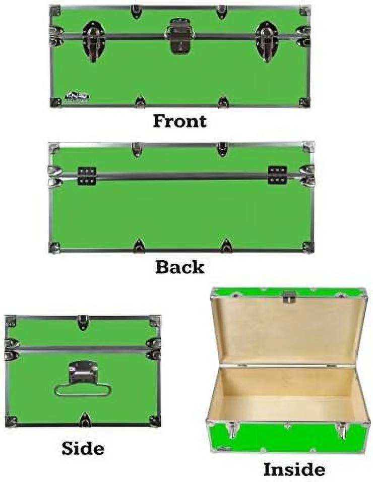 HOOMHIBIU C&N Footlockers Happy Camper  Trunk - Summer Camp Chest - Durable with Lid Stay - 32 x 18 x 13.5 Inches (Navy)