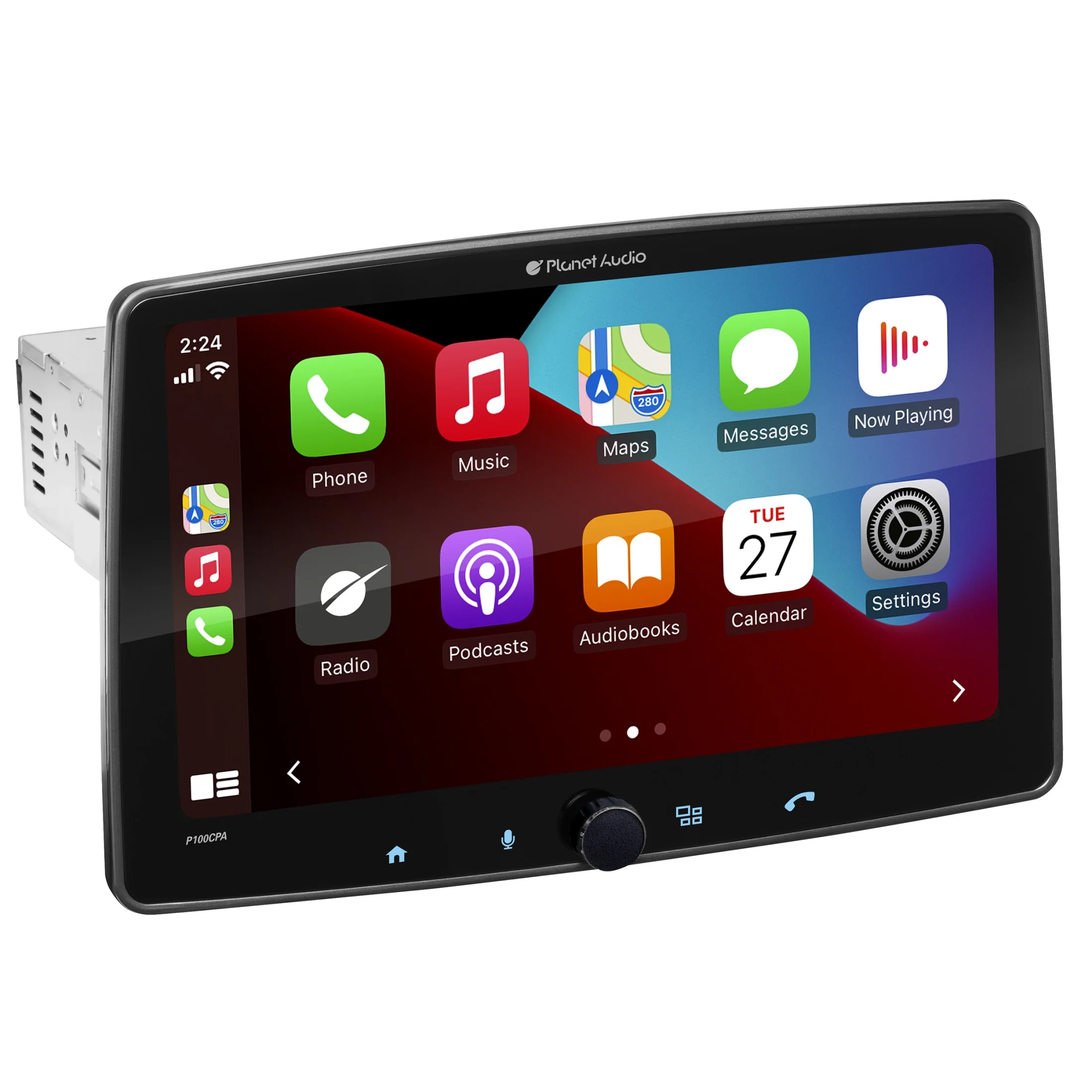 Planet Audio P100CPA Car Stereo - Apple CarPlay, Android Auto, Single Din, 10.1 Inch Touchscreen, Bluetooth, No CD DVD Player, AM/FM Radio Receiver